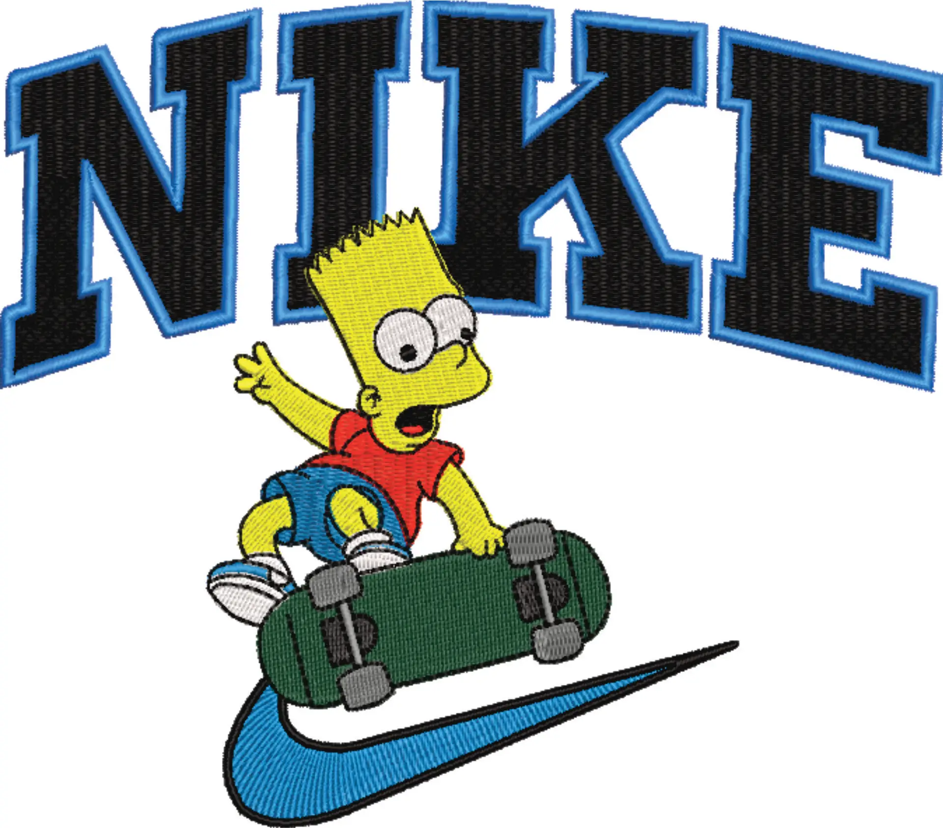 Nike Swoosh Bart Simpson skateboarding - embroidery design file - instant download — view 4