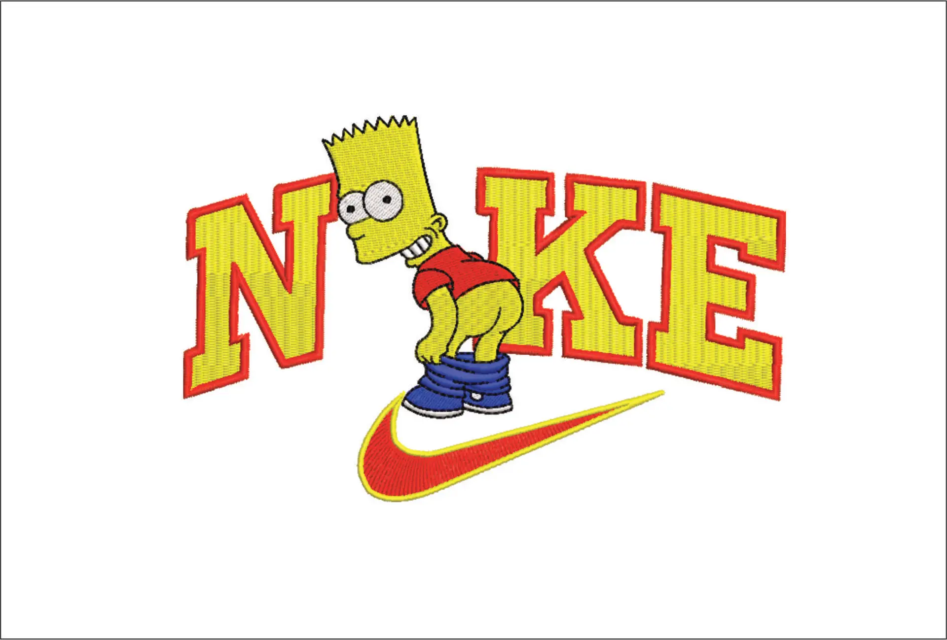 Nike Swoosh Bart Simpson butt - embroidery design file - instant download