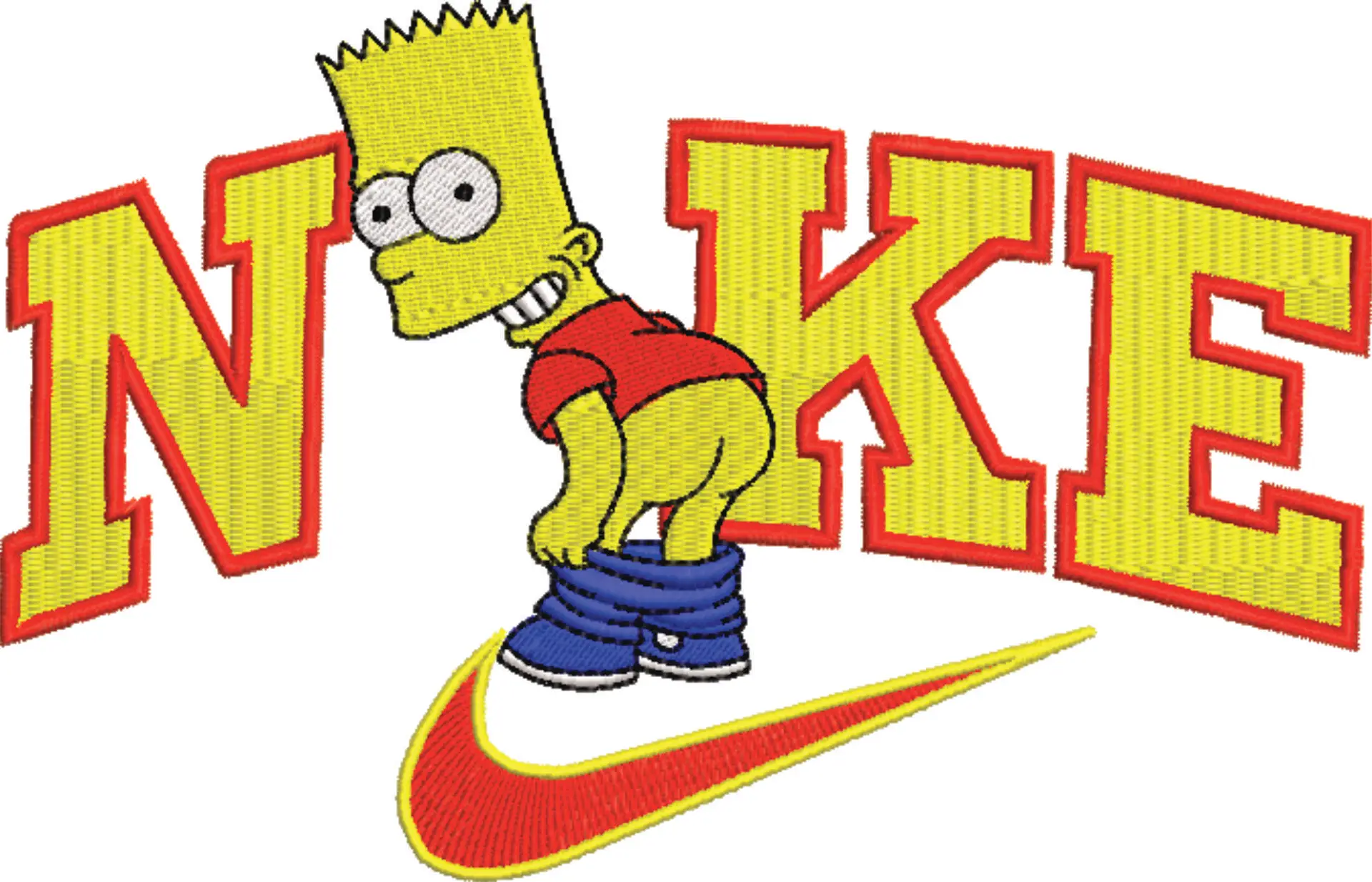 Nike Swoosh Bart Simpson butt - embroidery design file - instant download — view 4