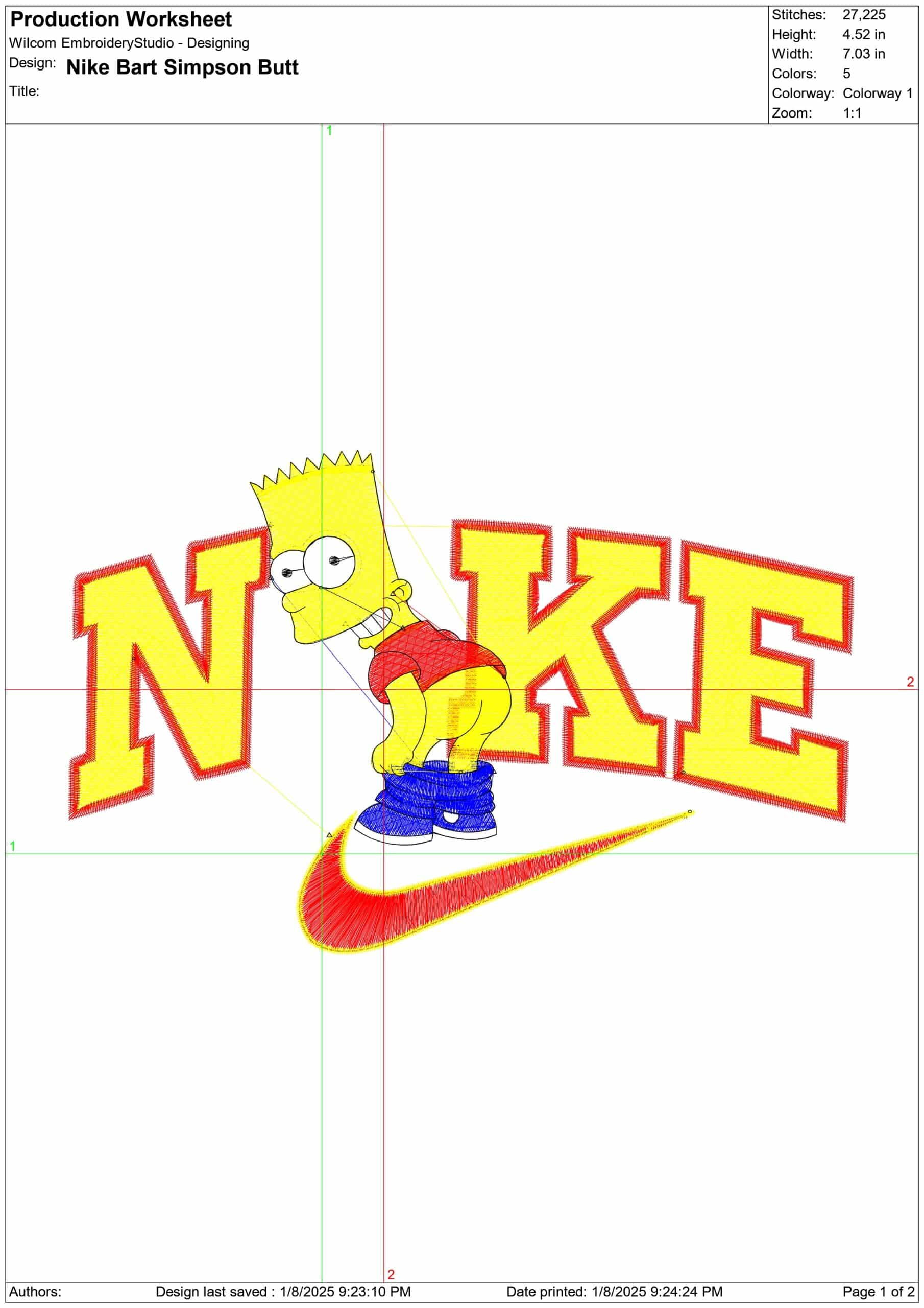 Nike Swoosh Bart Simpson butt - embroidery design file - instant download — view 2