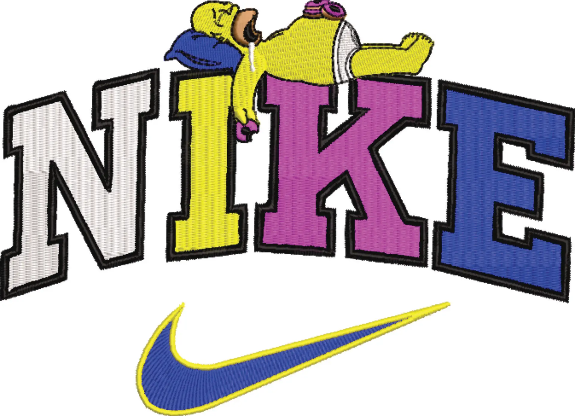 Nike Swoosh Homer Simpson Sleeping - Nike Donuts embroidery design file - instant download — view 4