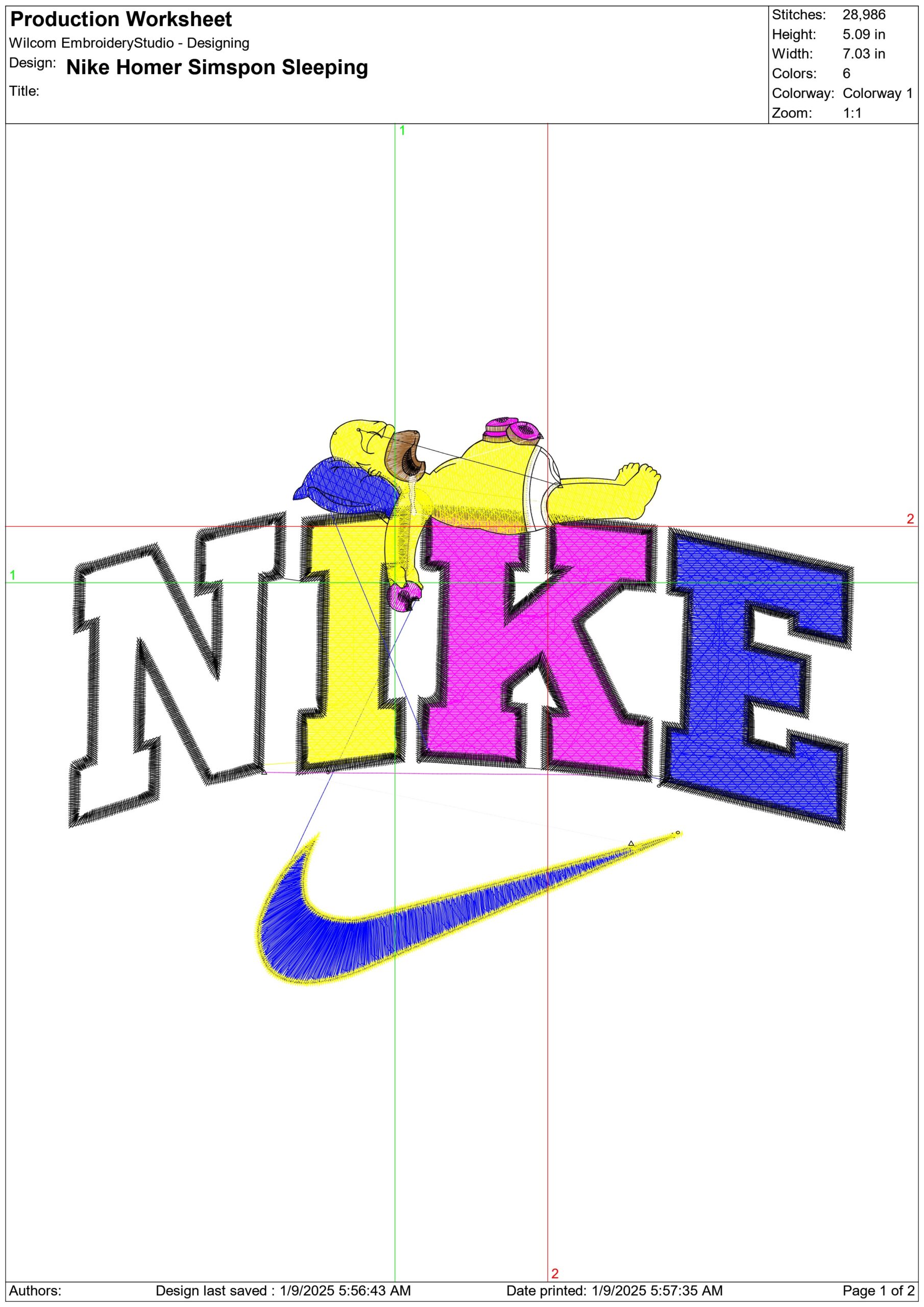 Nike Swoosh Homer Simpson Sleeping - Nike Donuts embroidery design file - instant download — view 2