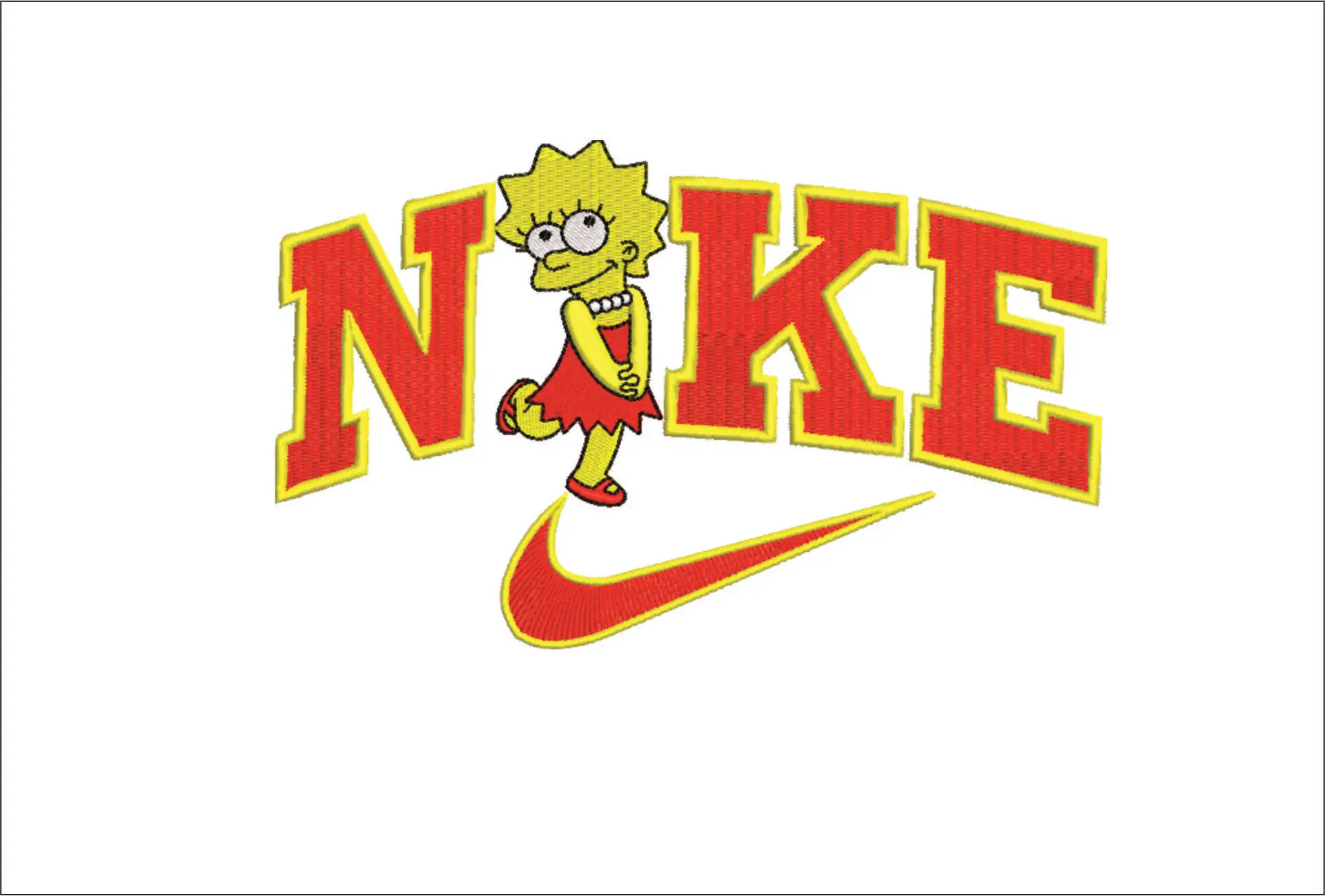 Nike Swoosh Lisa Simpson - Nike embroidery design file - instant download