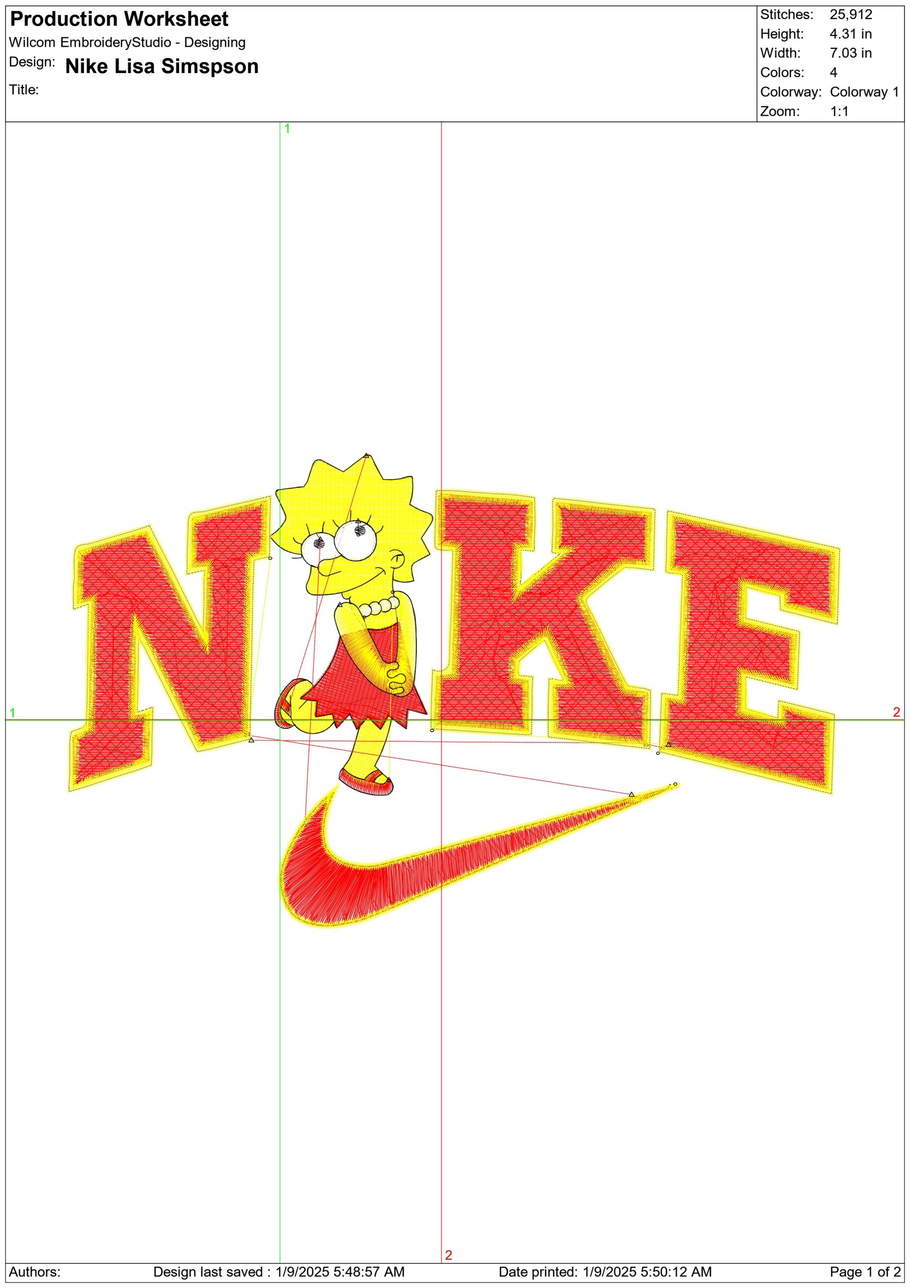 Nike Swoosh Lisa Simpson - Nike embroidery design file - instant download — view 2