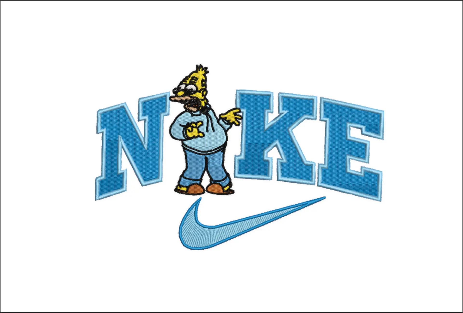 Nike Swoosh Old Man Simpson - Nike embroidery design file - instant download