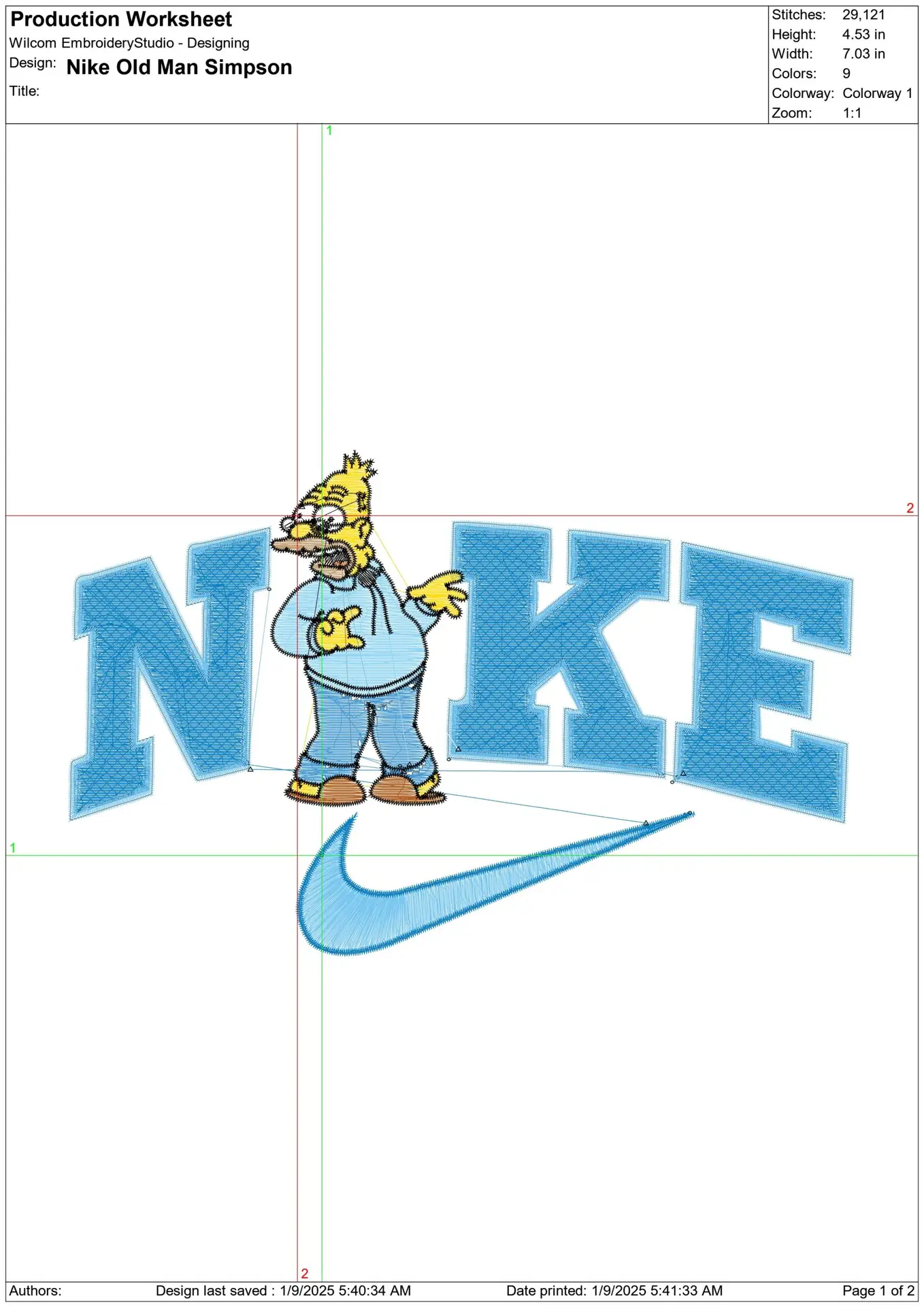 Nike Swoosh Old Man Simpson - Nike embroidery design file - instant download — view 2