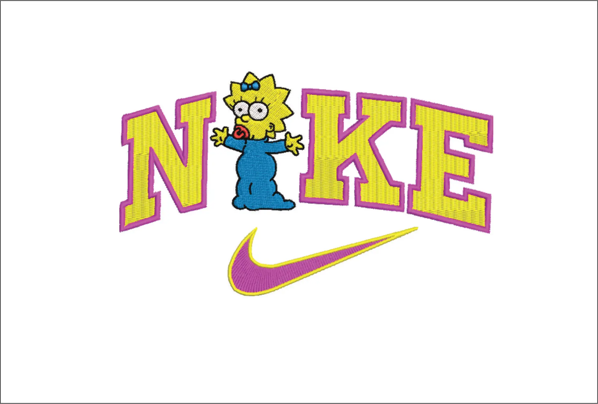 Nike Swoosh Maggie Baby Simpson - Nike embroidery design file - instant download