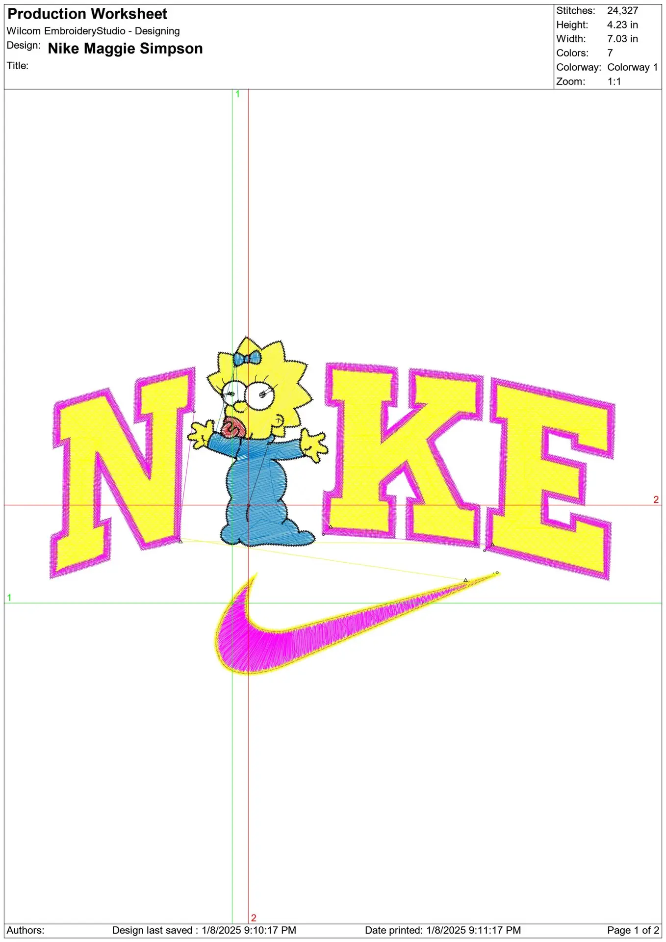 Nike Swoosh Maggie Baby Simpson - Nike embroidery design file - instant download — view 2