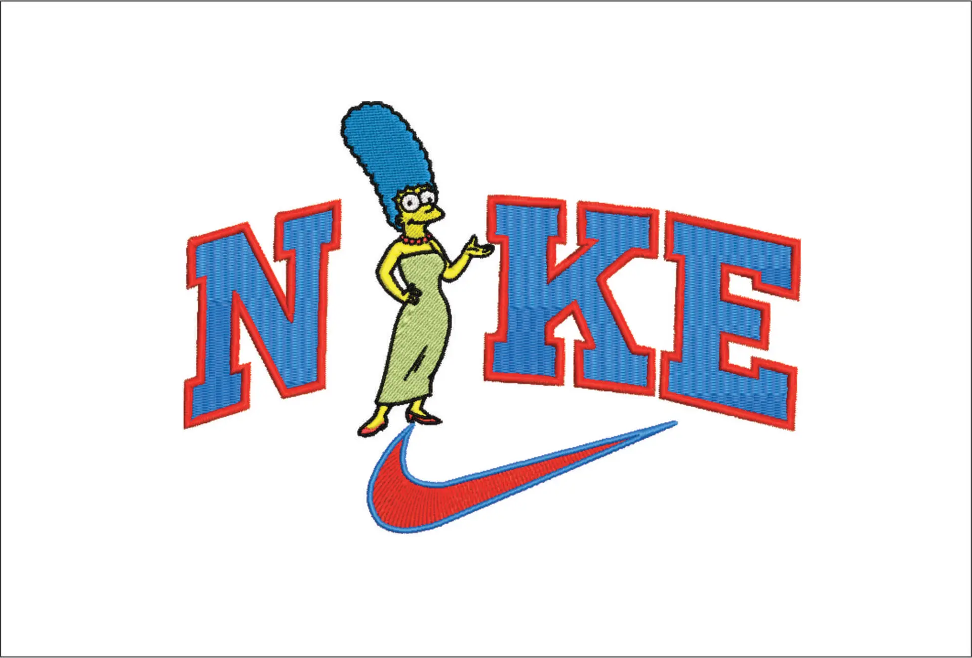 Nike Swoosh Marge Simpson - Nike embroidery design file - instant download