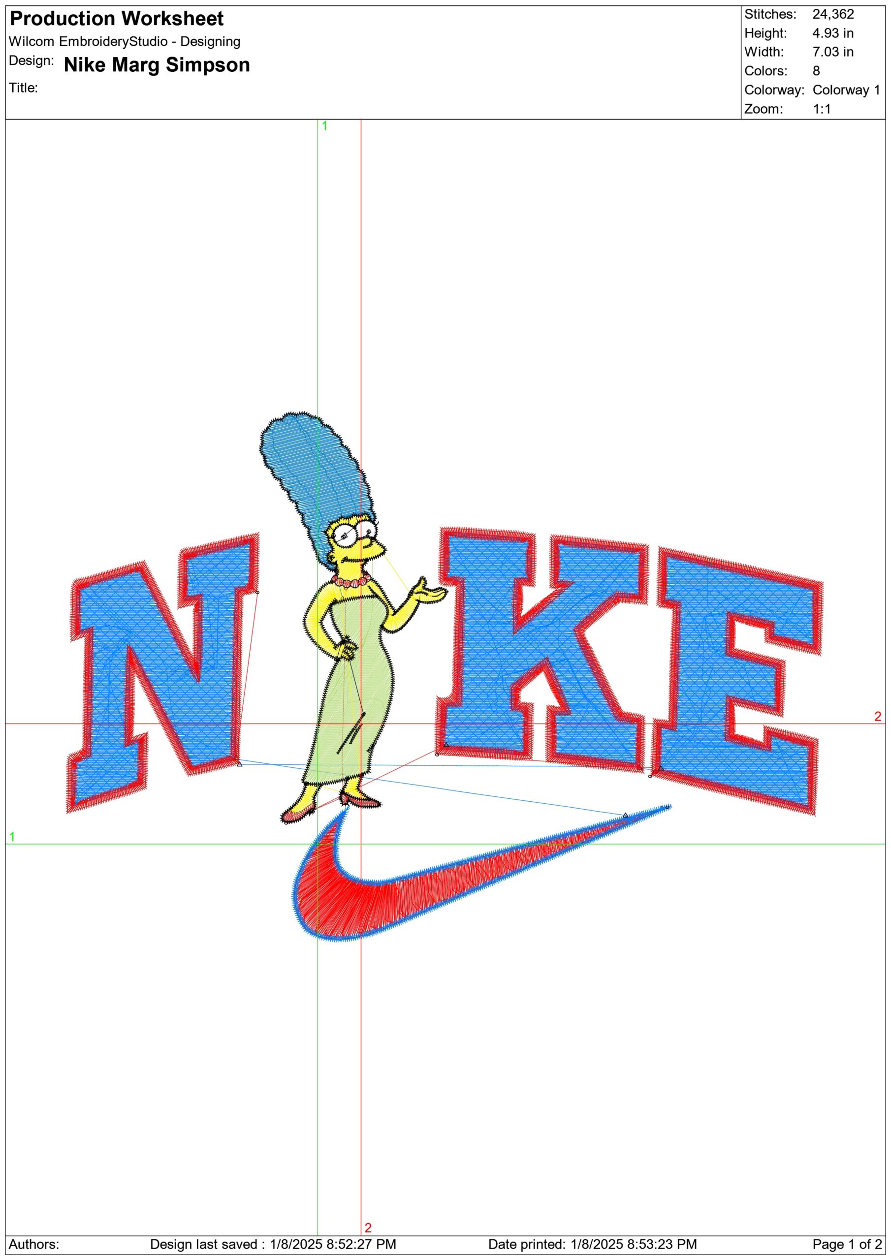 Nike Swoosh Marge Simpson - Nike embroidery design file - instant download — view 2