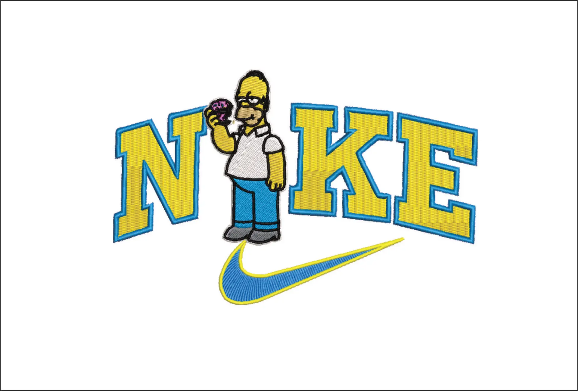 Nike Swoosh Homer Simpson - Nike embroidery design file - instant download