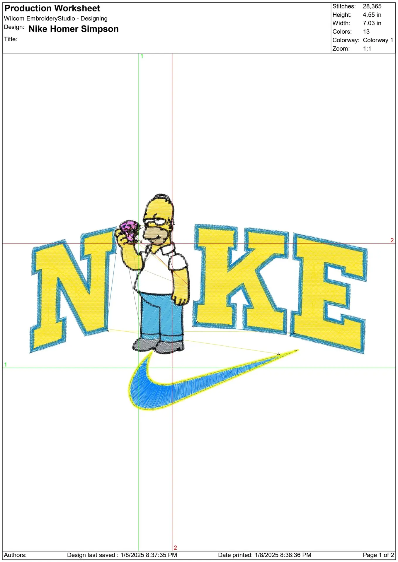 Nike Swoosh Homer Simpson - Nike embroidery design file - instant download — view 2