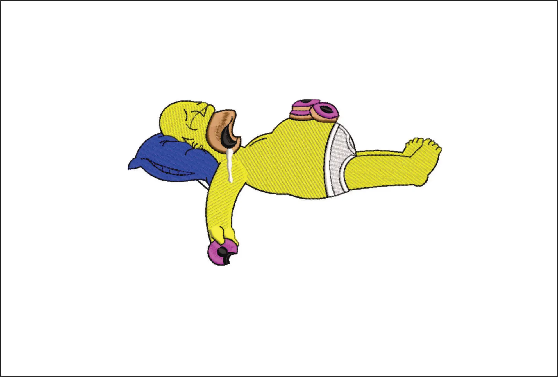 Homer Simpson Sleeping - Nike Donuts embroidery design file - instant download