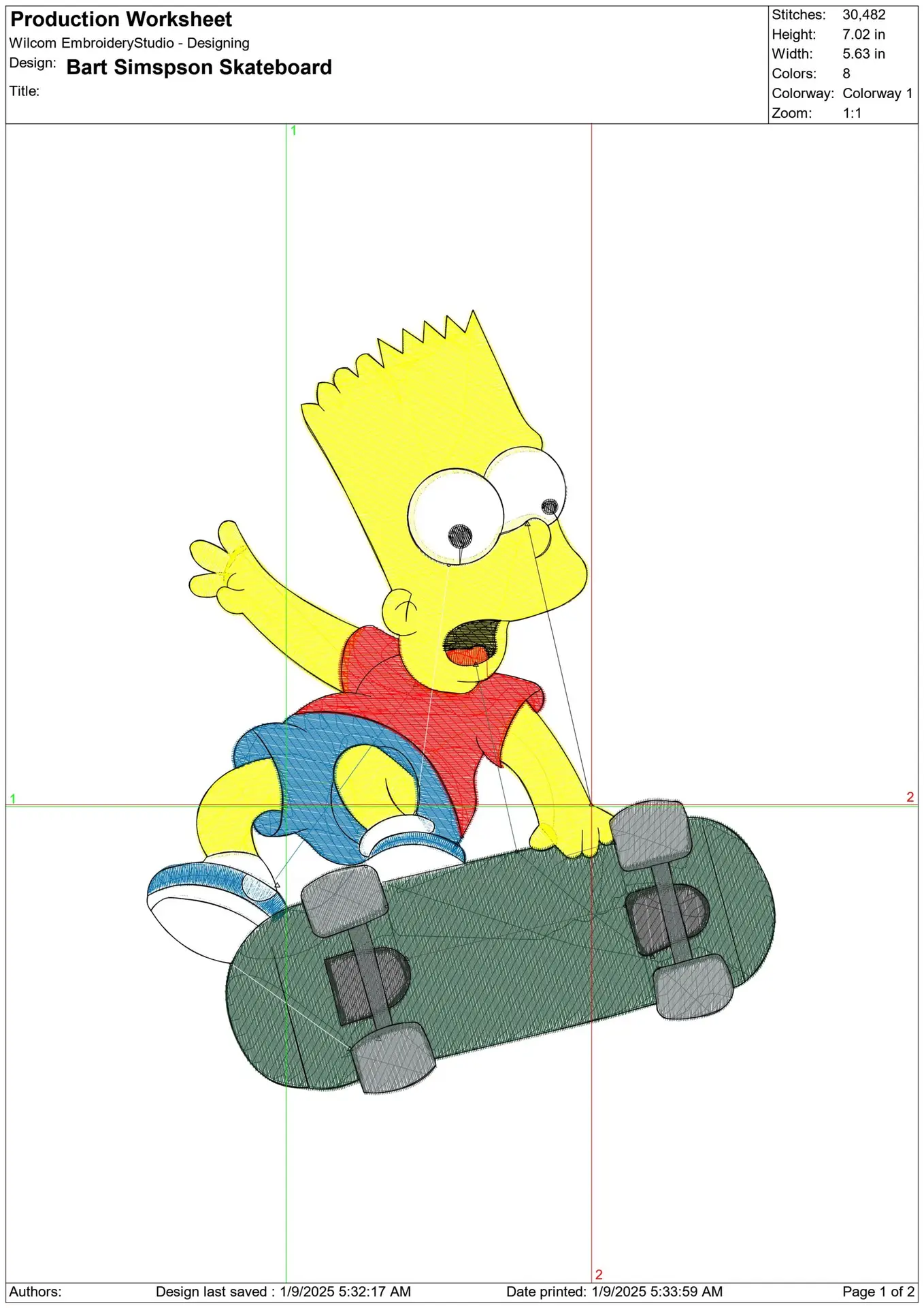 Bart Simpson skateboarding - embroidery design file - instant download — view 2