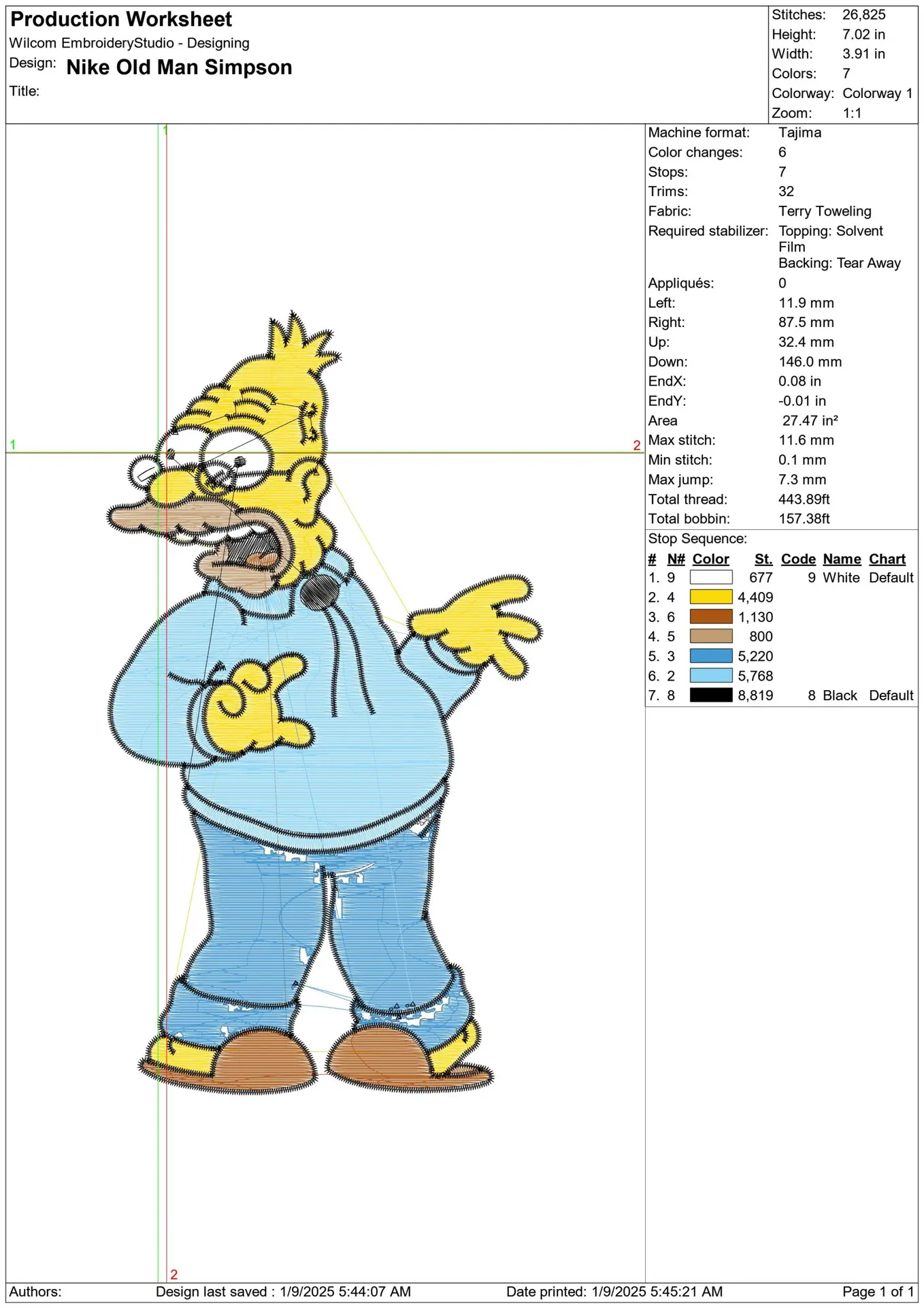 Old Man Simpson - Nike embroidery design file - instant download — view 2