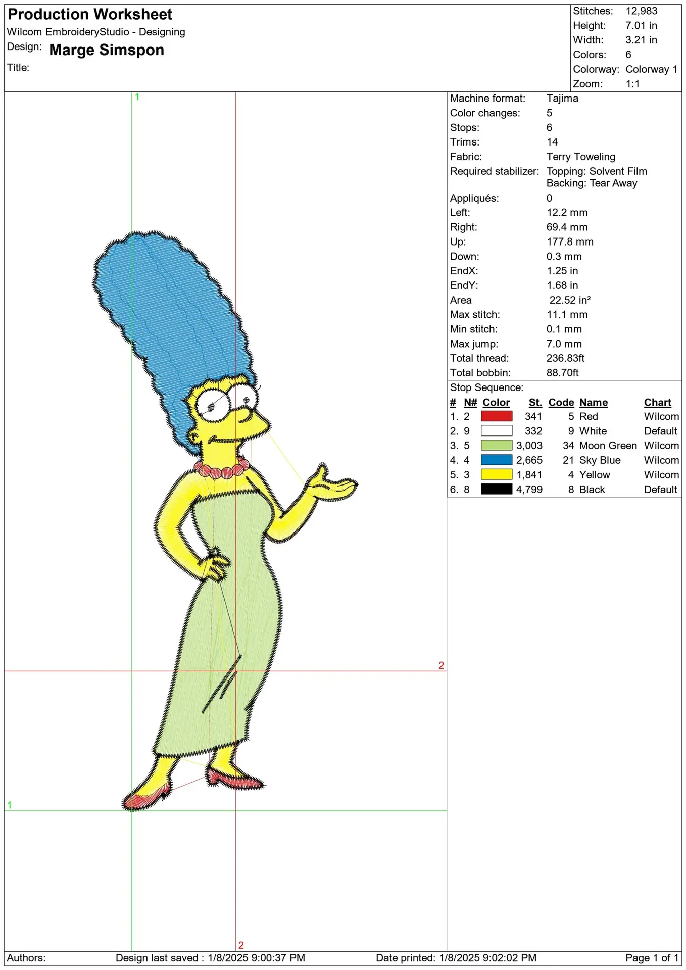 Marge Simpson - Nike embroidery design file - instant download — view 2