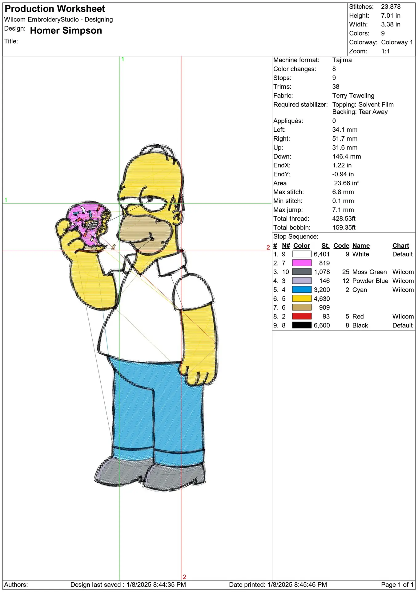 Homer Simpson - Nike embroidery design file - instant download — view 2