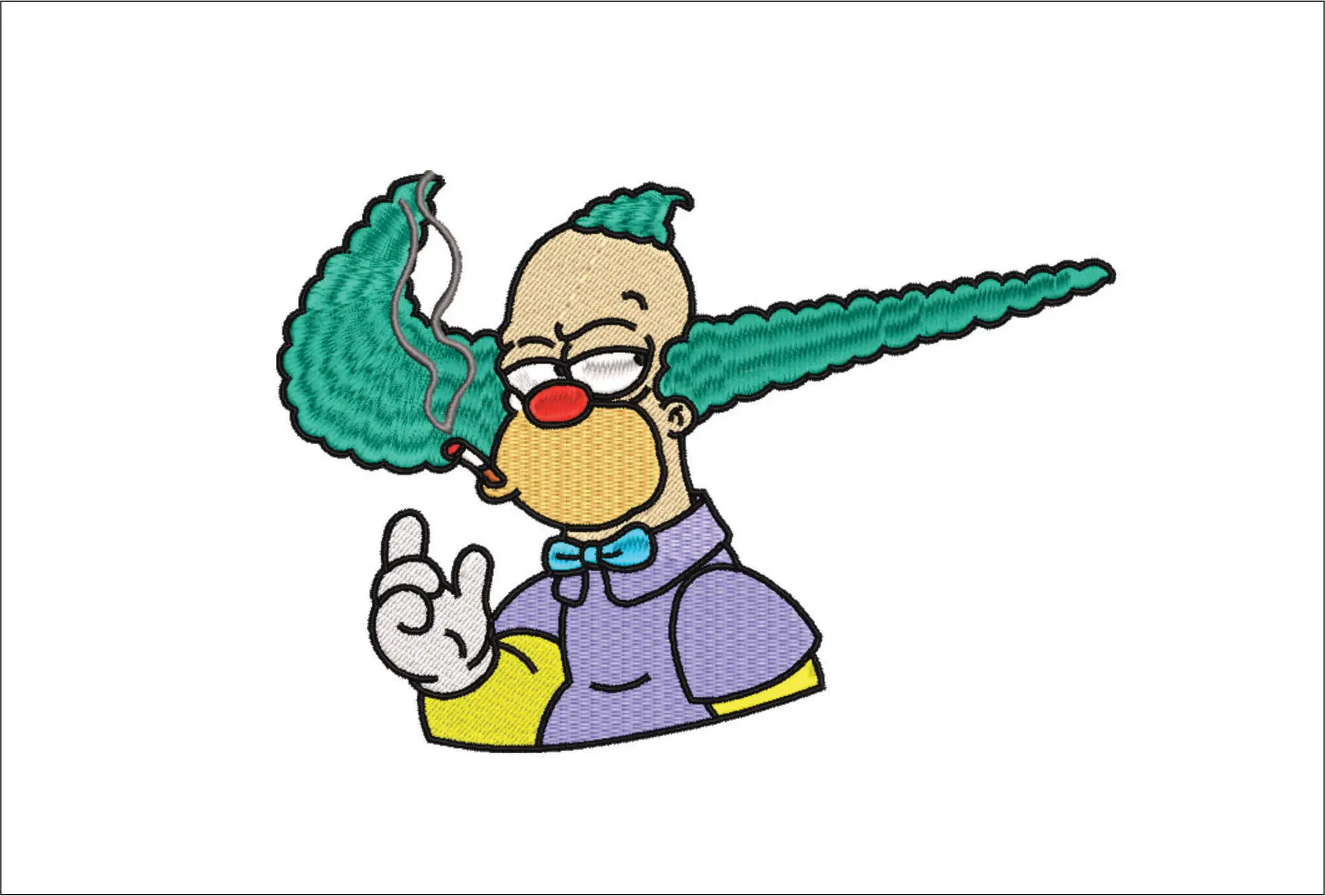 Nike Swoosh Homer Simpson Smoking - Nike embroidery design file - instant download