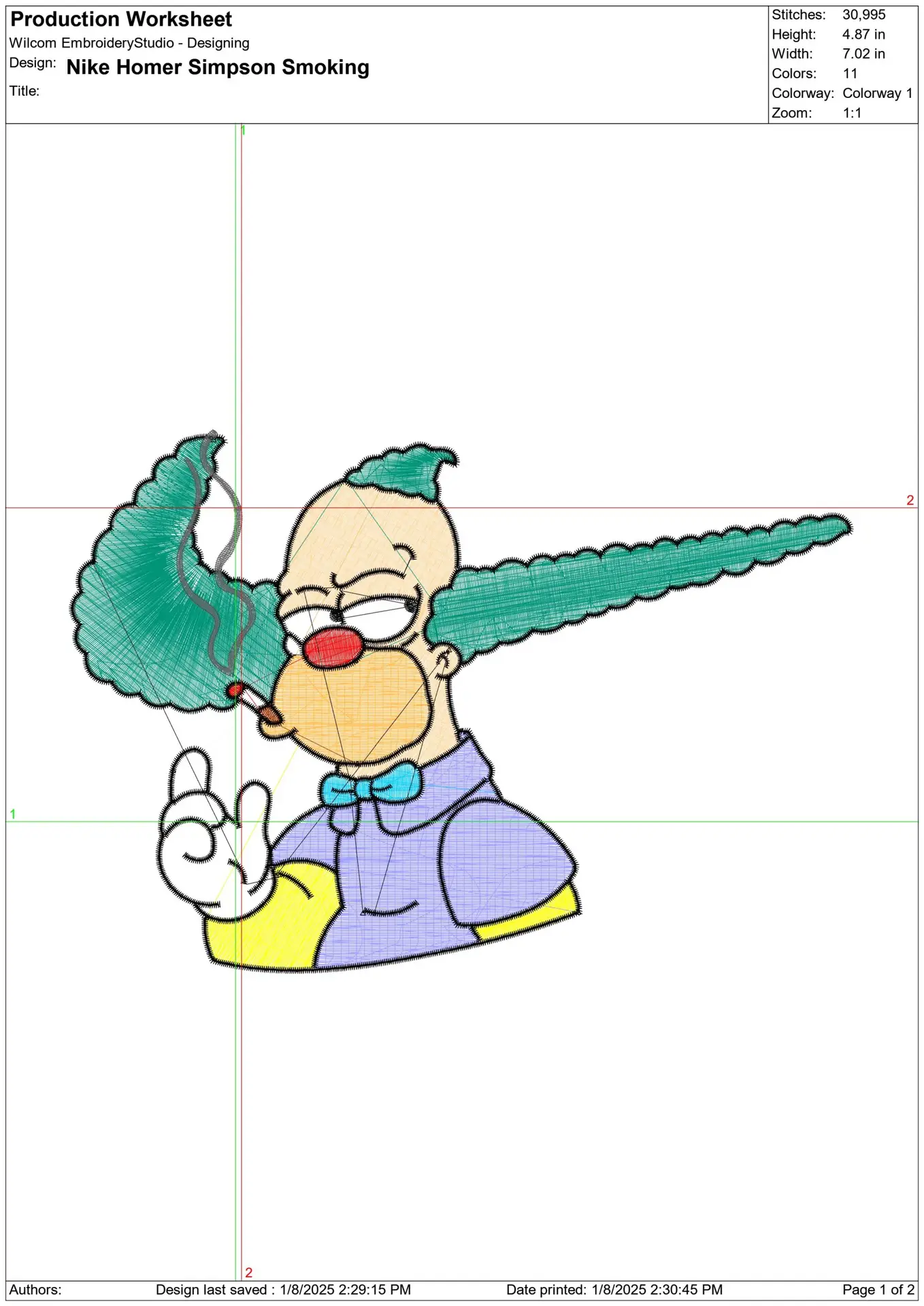 Nike Swoosh Homer Simpson Smoking - Nike embroidery design file - instant download — view 2