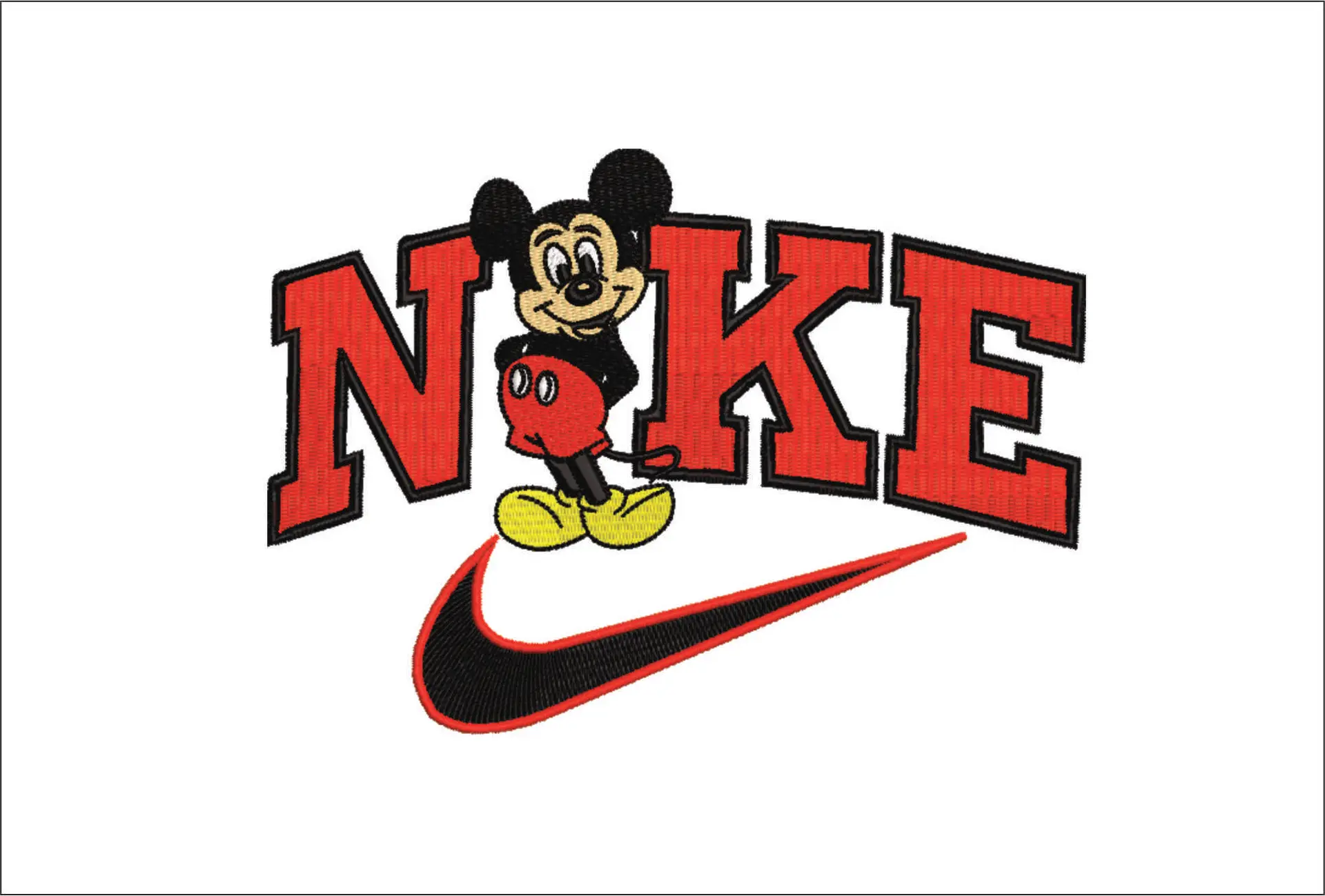 Nike Swoosh Mickey Mouse - embroidery design file - instant download