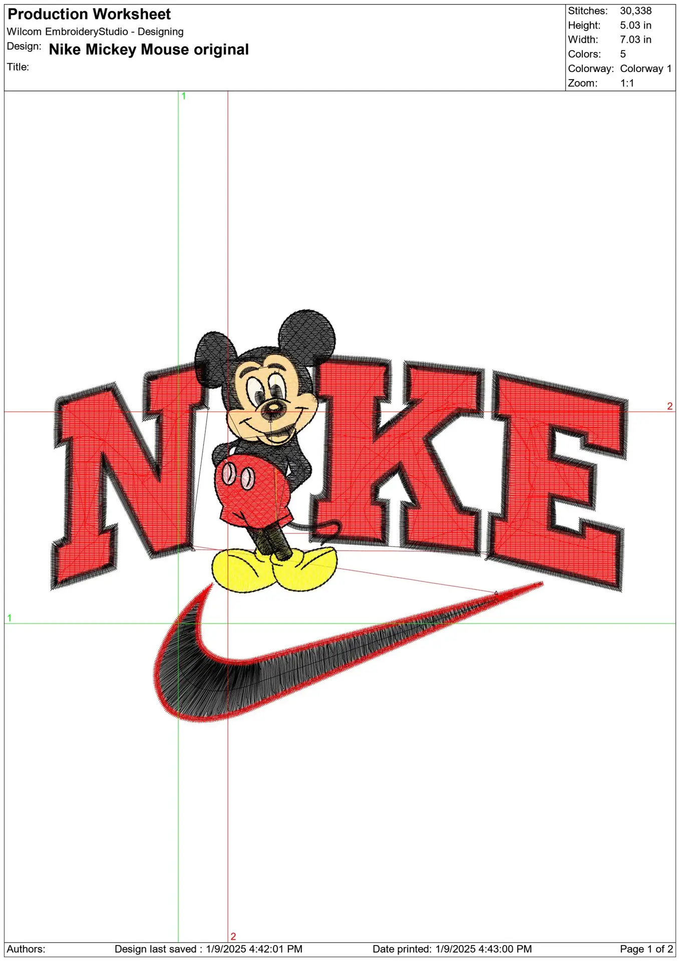 Nike Swoosh Mickey Mouse - embroidery design file - instant download — view 2