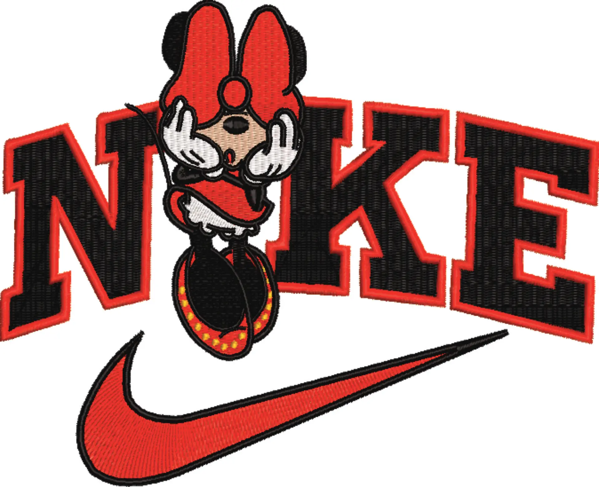 Nike Swoosh Minnie Mouse Hiding - embroidery design file - instant download — view 4