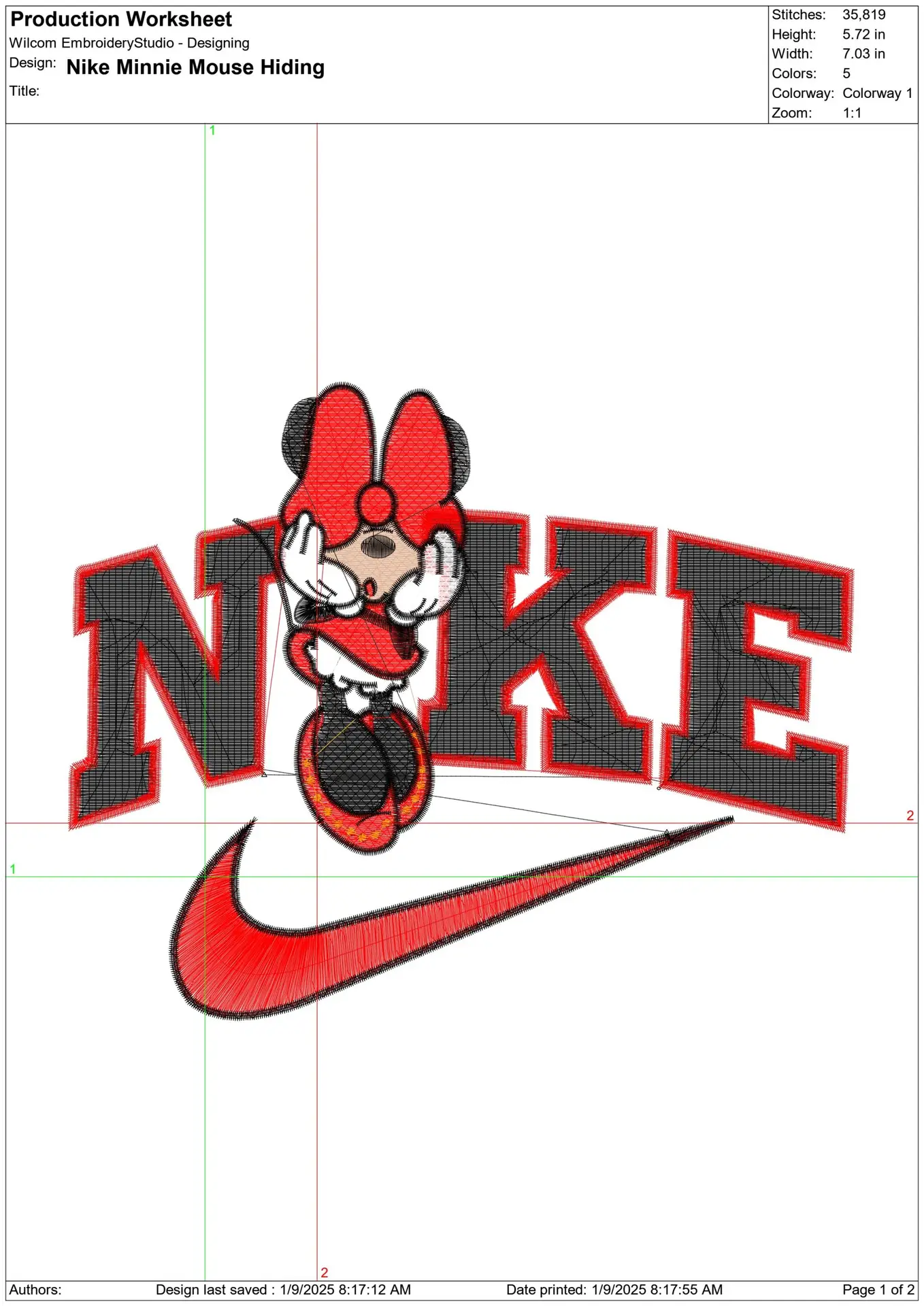 Nike Swoosh Minnie Mouse Hiding - embroidery design file - instant download — view 2