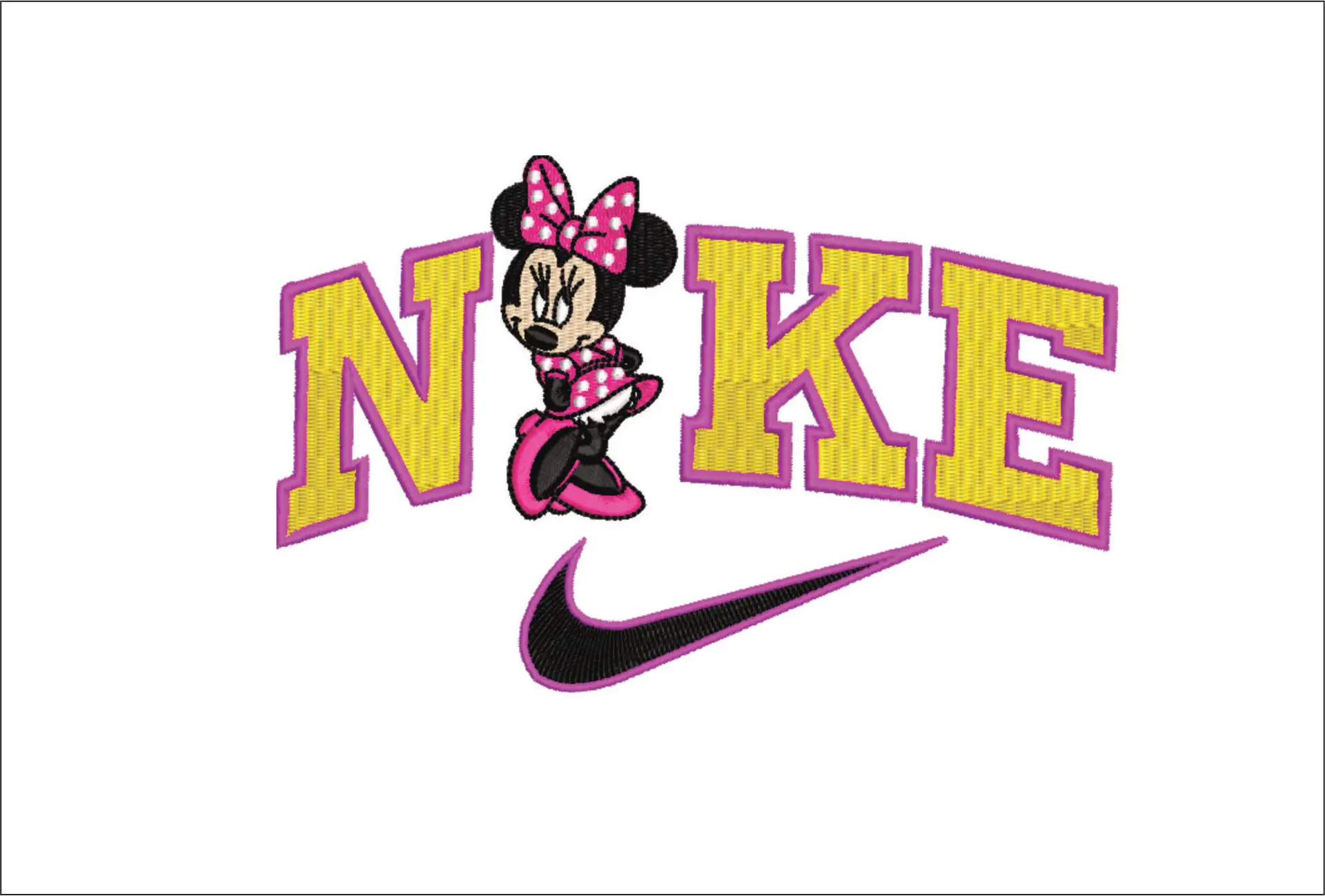 Nike Swoosh Minnie Mouse Posing - embroidery design file - instant download