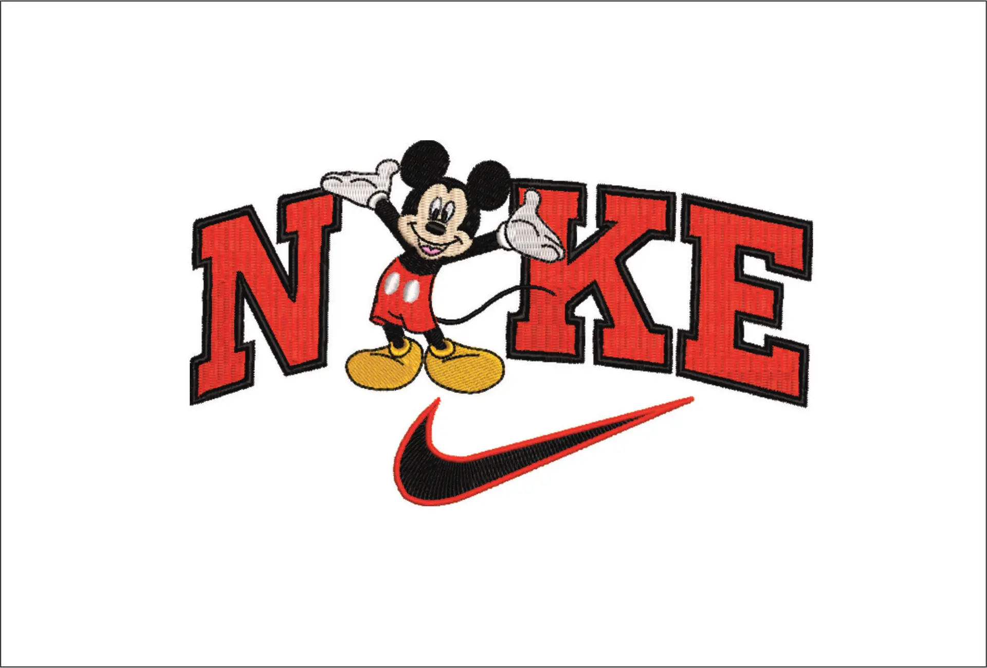 Nike Swoosh Mickey Mouse Posing - embroidery design file - instant download