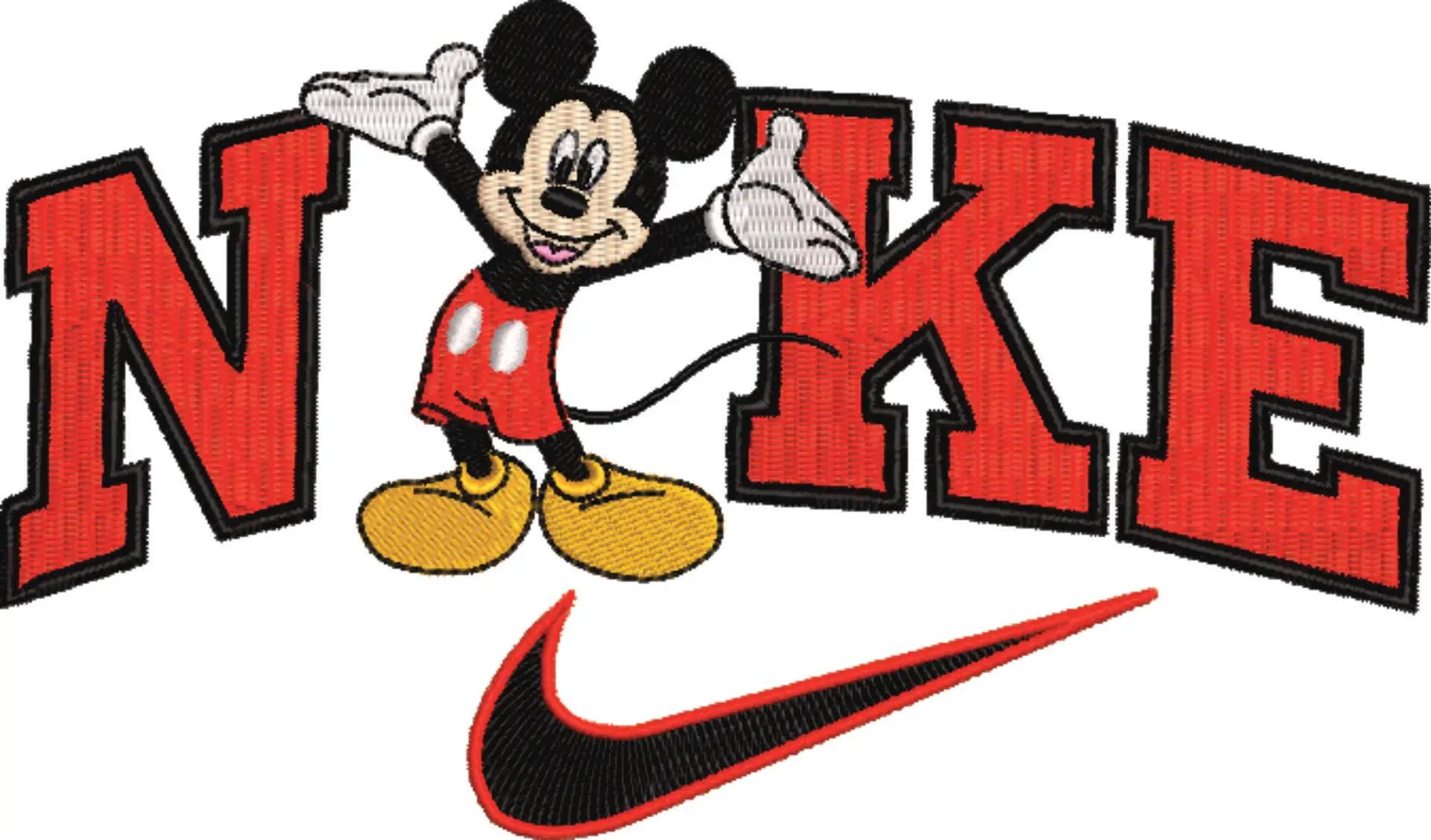 Nike Swoosh Mickey Mouse Posing - embroidery design file - instant download — view 4