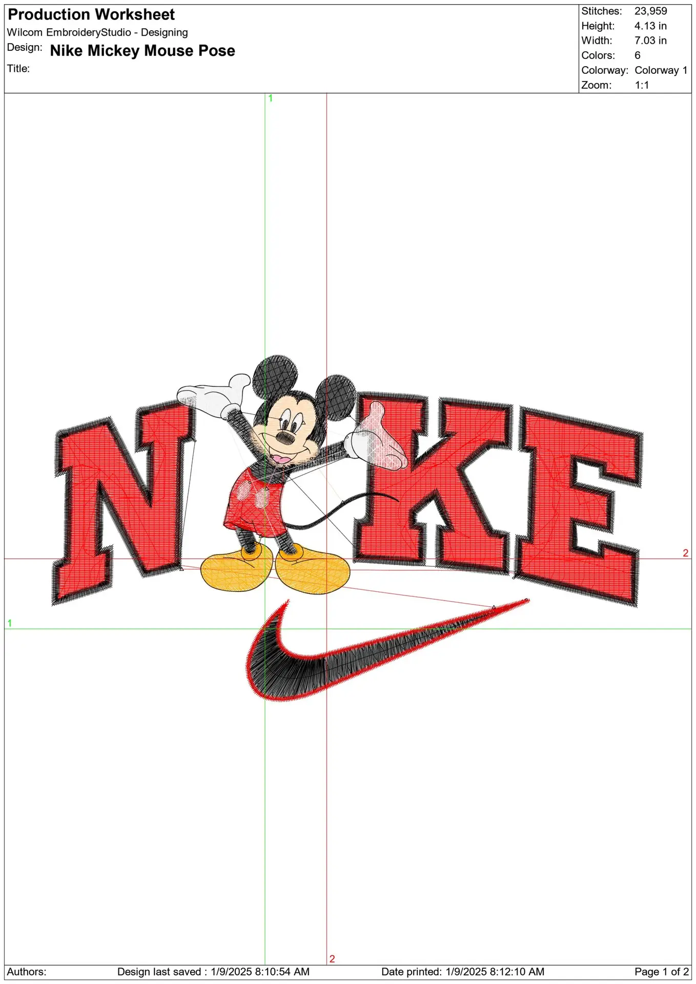 Nike Swoosh Mickey Mouse Posing - embroidery design file - instant download — view 2