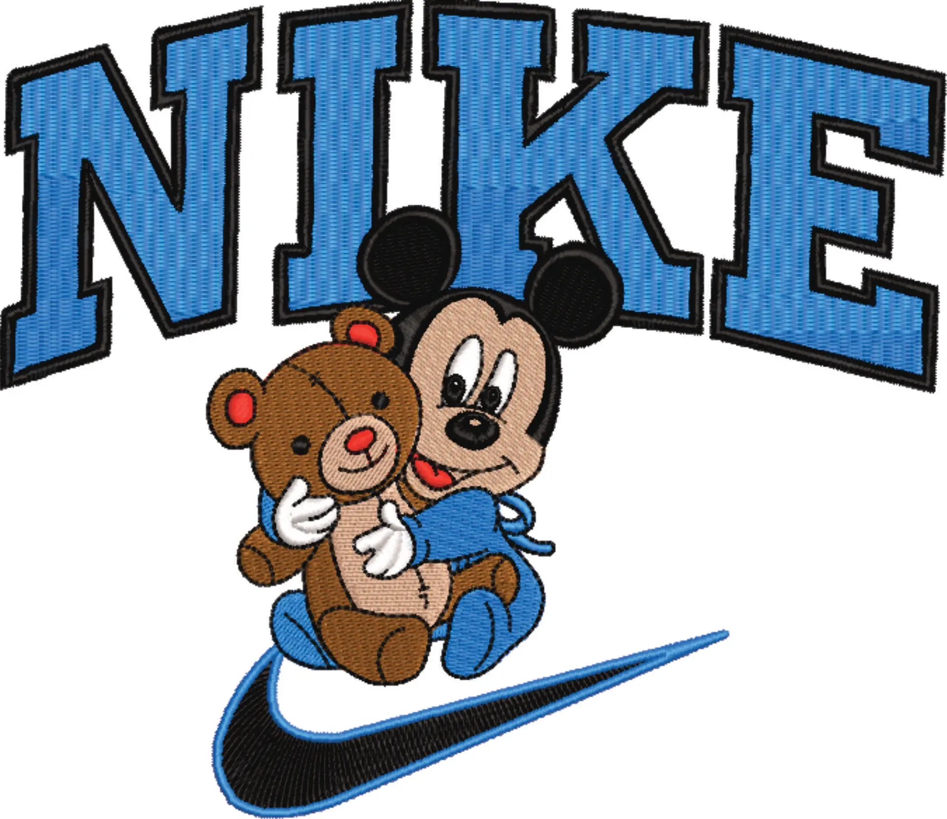Nike Swoosh Baby Mickey Mouse with Teddy - embroidery design file - instant download — view 4