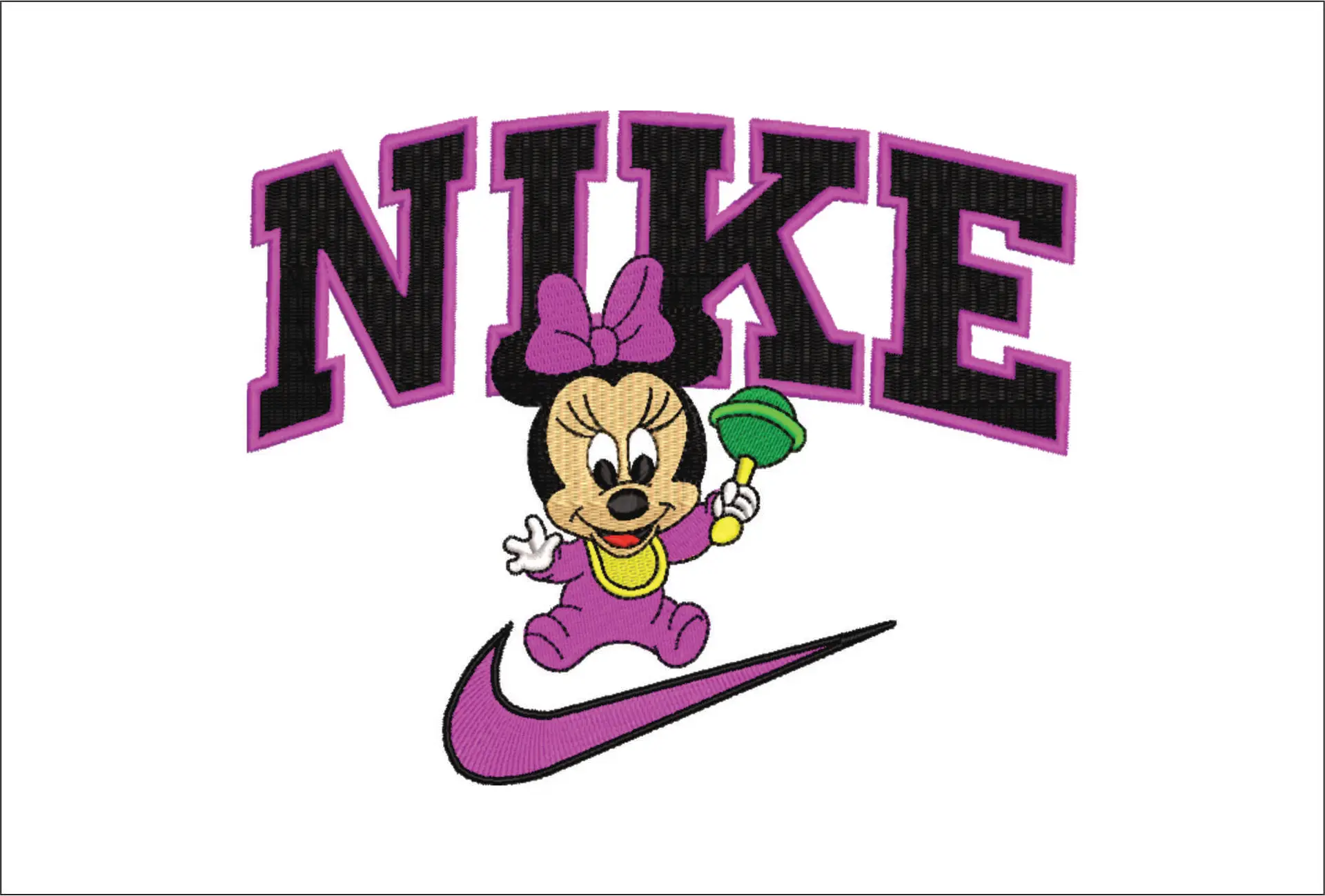 Nike Swoosh Baby Minnie Mouse - embroidery design file - instant download