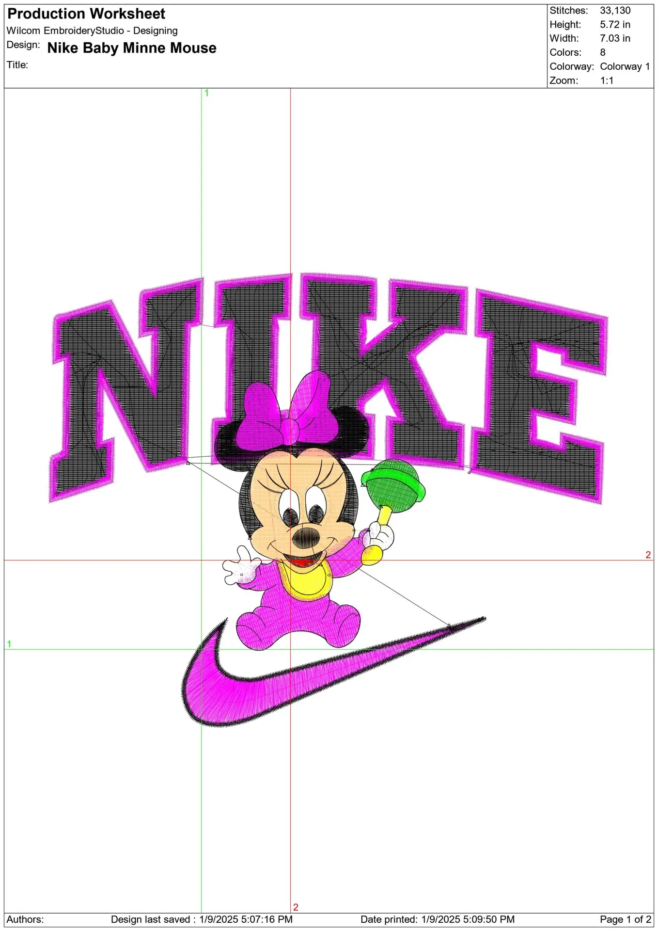 Nike Swoosh Baby Minnie Mouse - embroidery design file - instant download — view 2