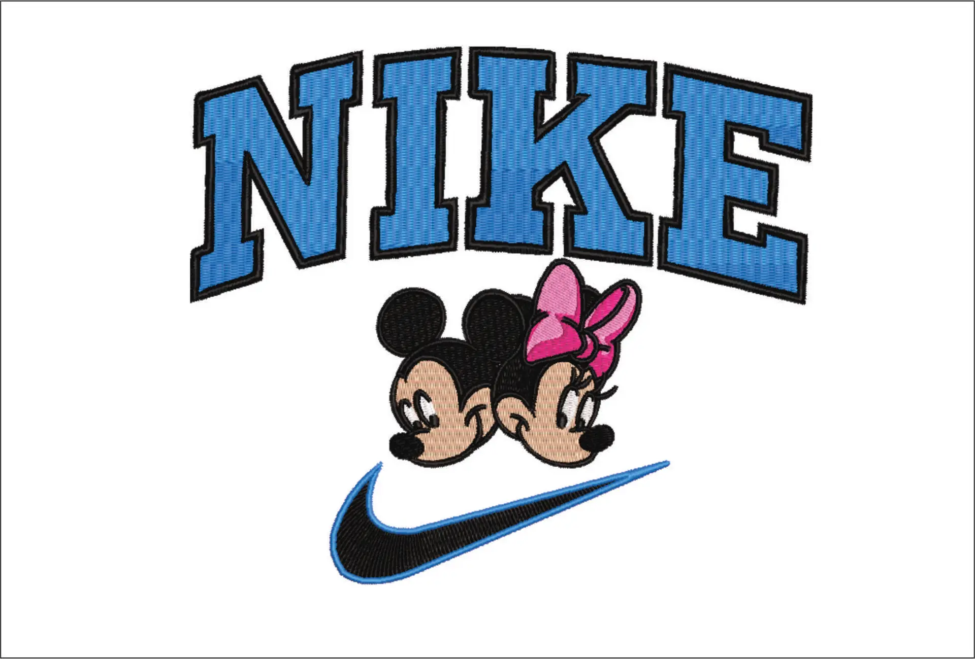 Nike Swoosh Mickey and Minnie Mouse heads - embroidery design file - instant download