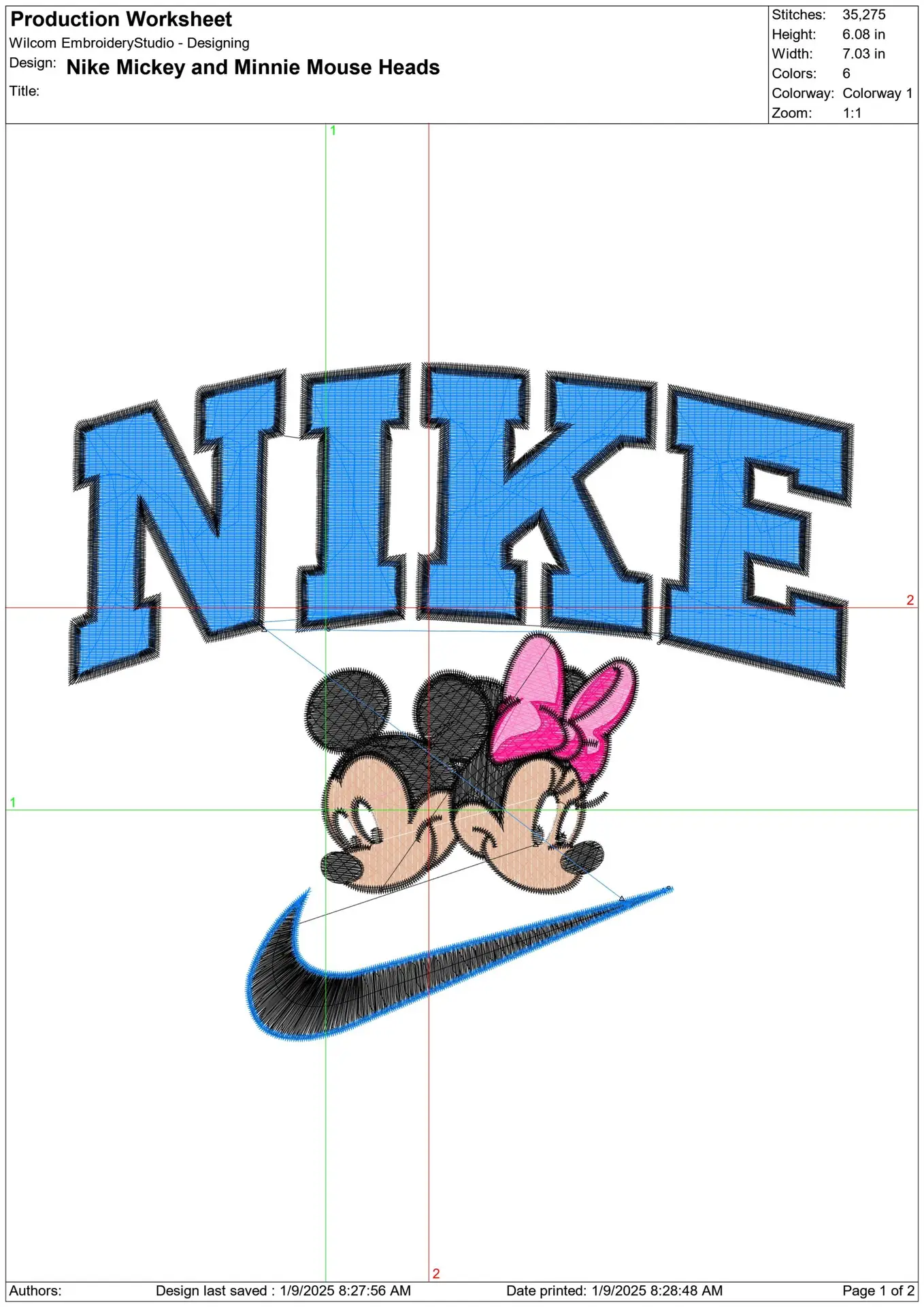 Nike Swoosh Mickey and Minnie Mouse heads - embroidery design file - instant download — view 2