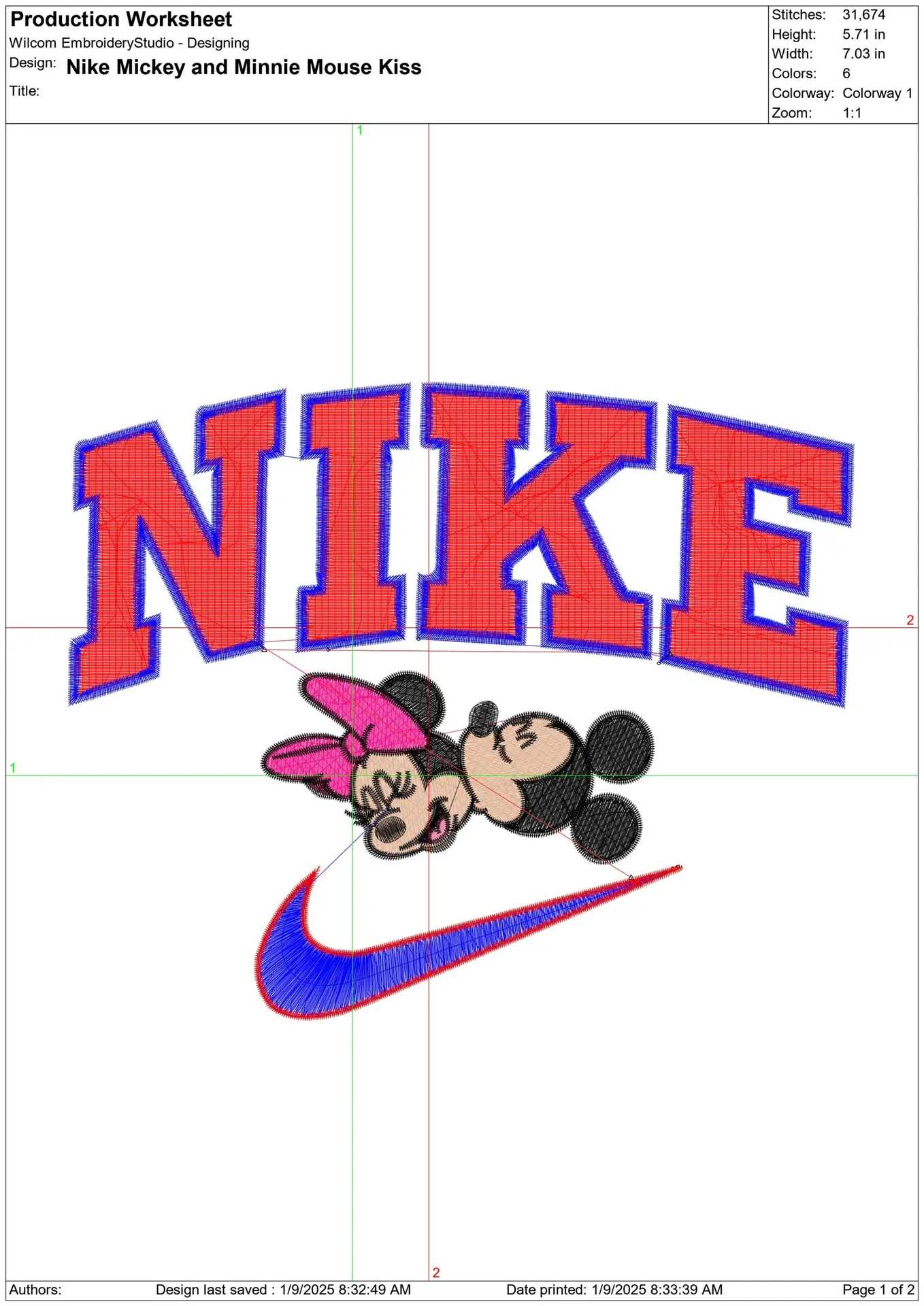 Nike Swoosh Mickey and Minnie Mouse Kissing - embroidery design file - instant download — view 2