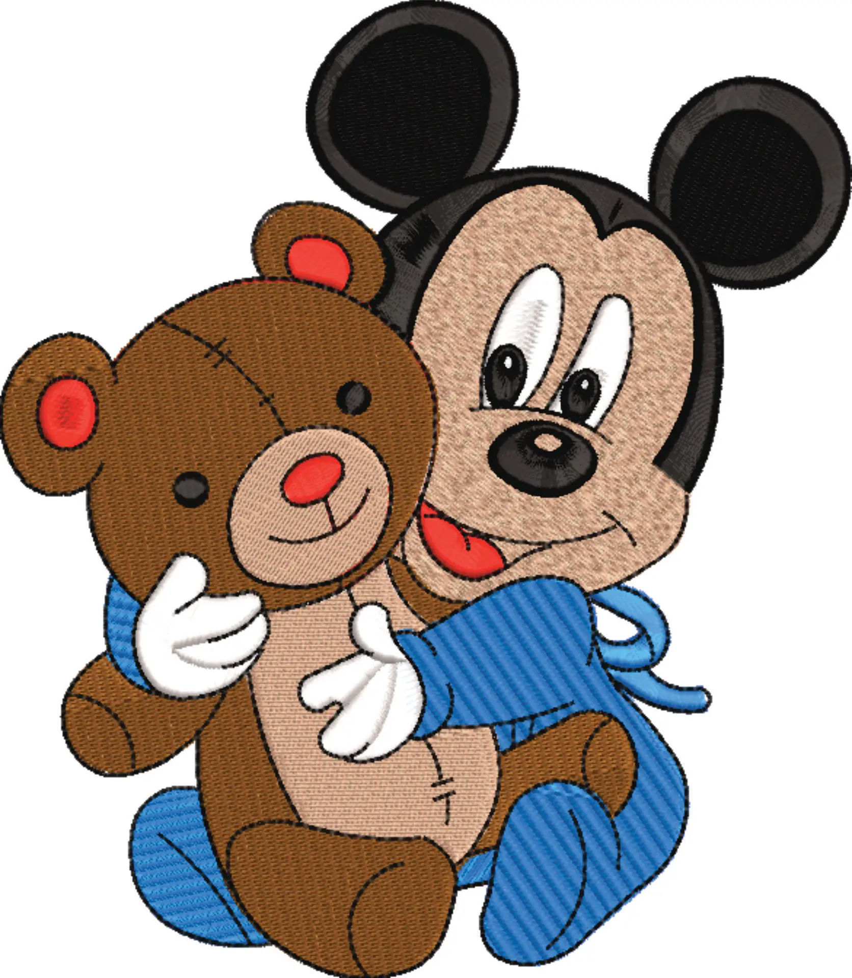 Baby Mickey Mouse with Teddy - embroidery design file - instant download — view 4