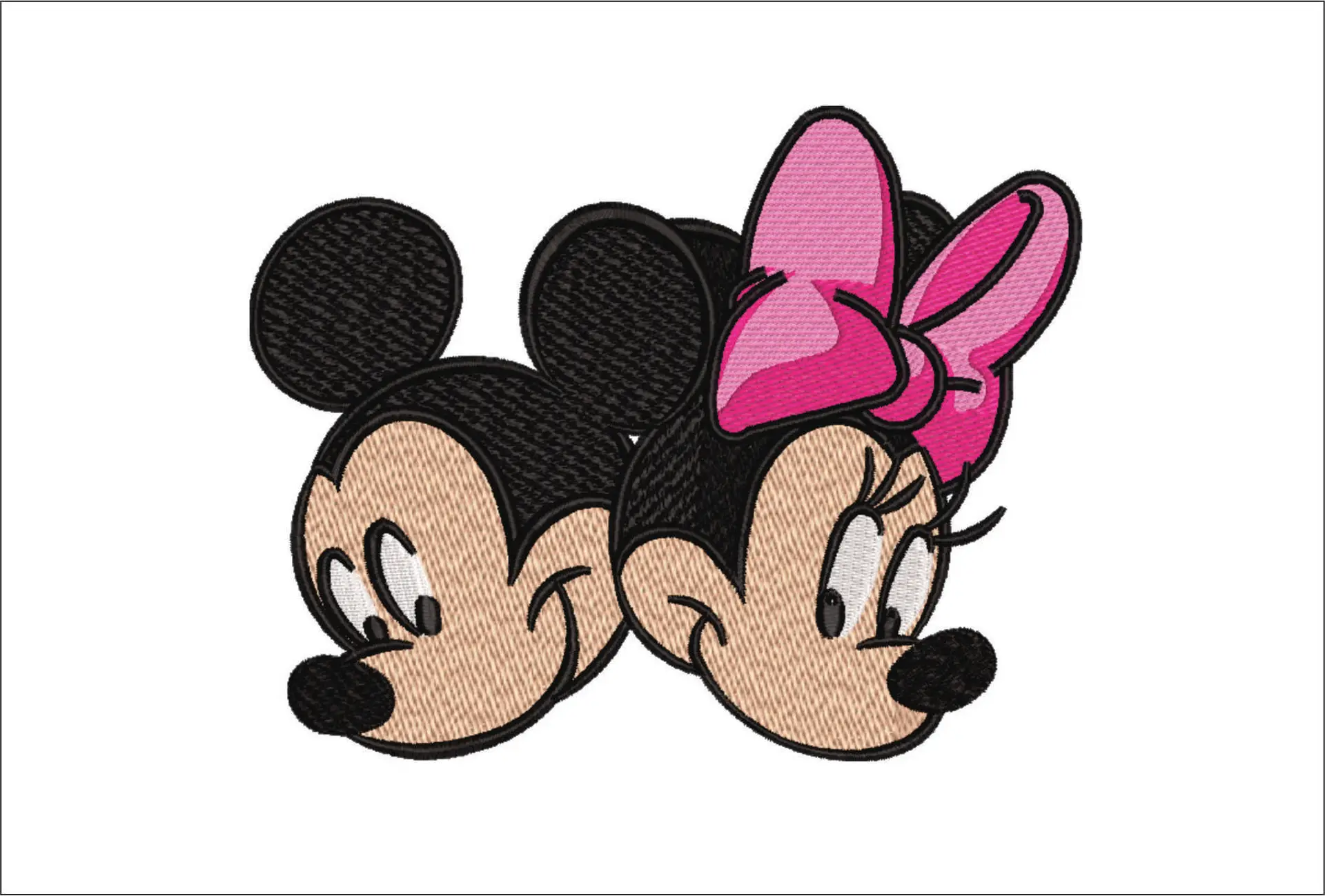 Mickey and Minnie Mouse heads - embroidery design file - instant download