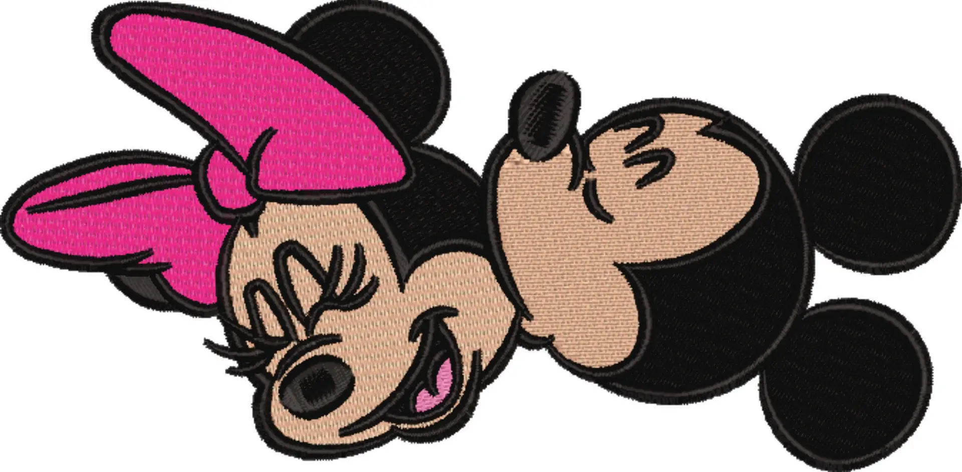 Mickey and Minnie Mouse Kissing - embroidery design file - instant download — view 4