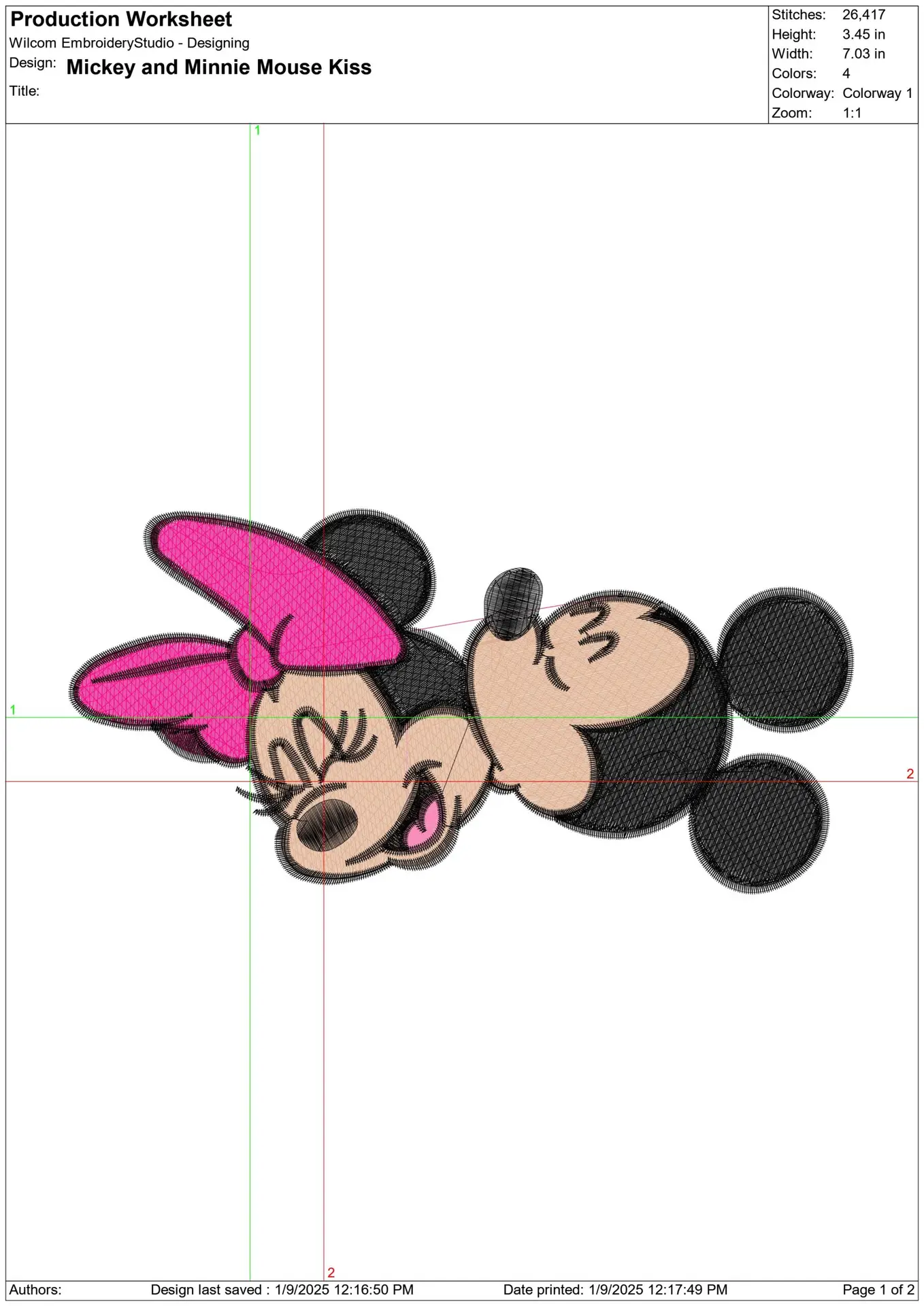 Mickey and Minnie Mouse Kissing - embroidery design file - instant download — view 2