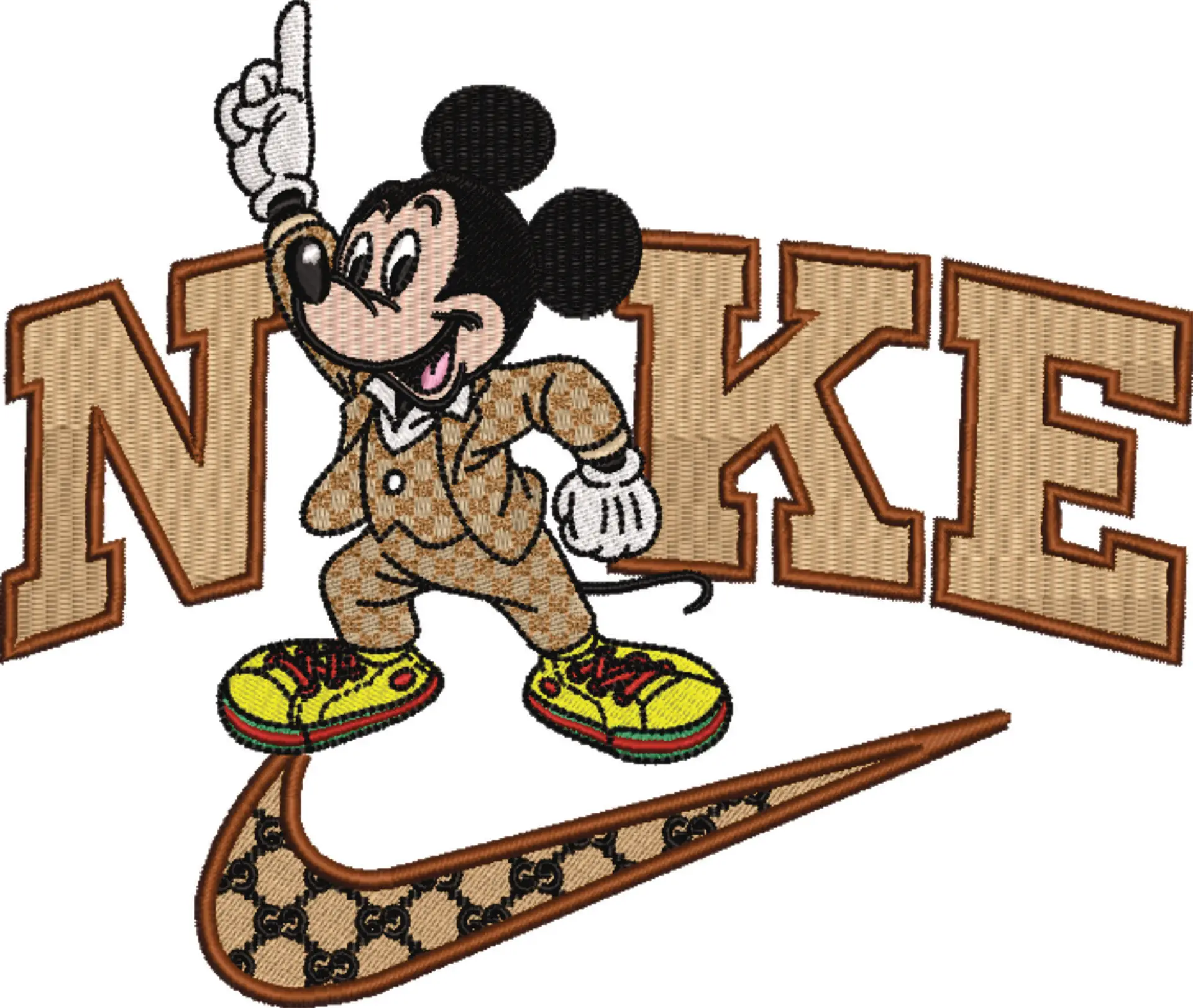 Nike Swoosh and Gucci Mickey Mouse - embroidery design file - instant download — view 4
