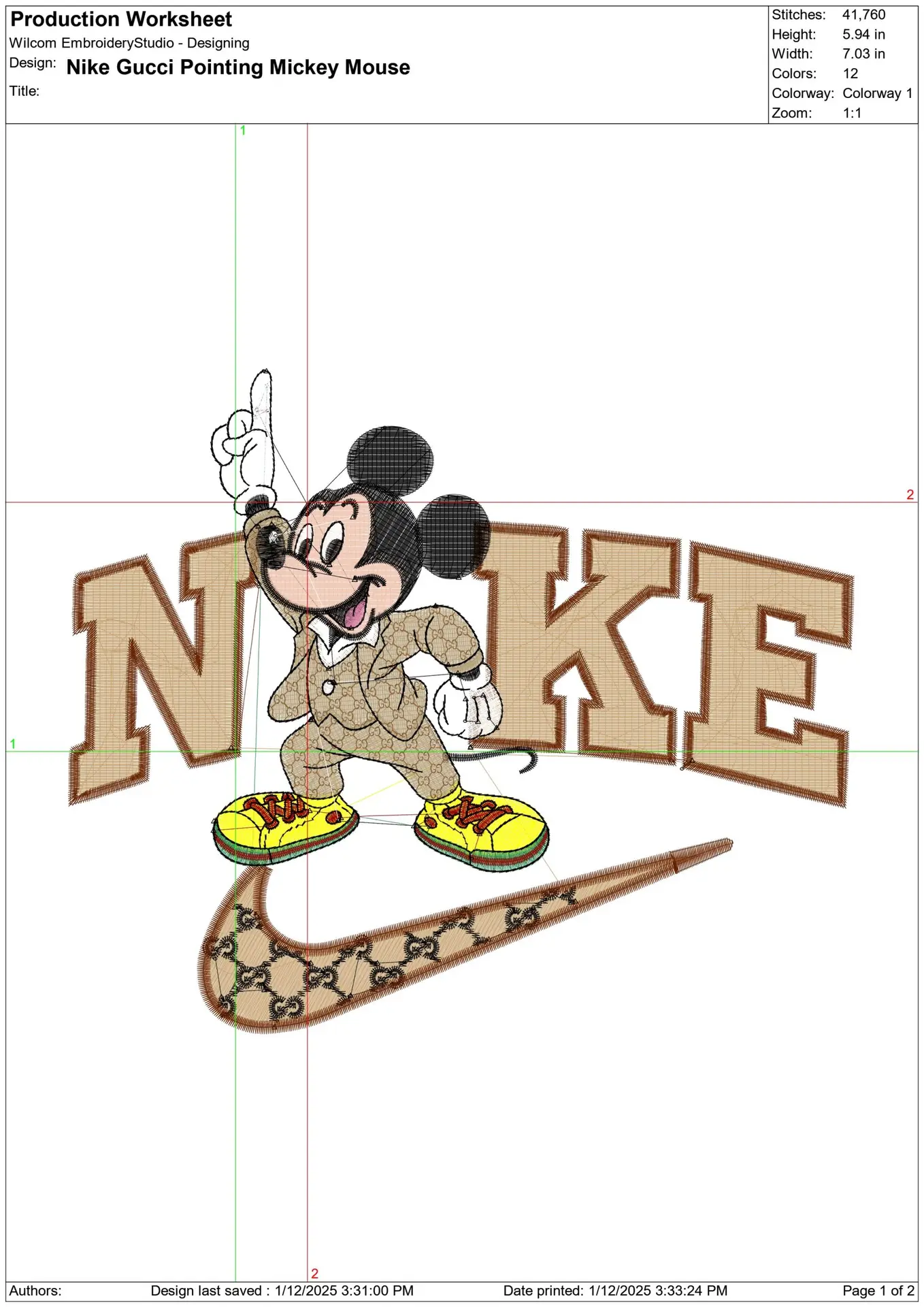 Nike Swoosh and Gucci Mickey Mouse - embroidery design file - instant download — view 2