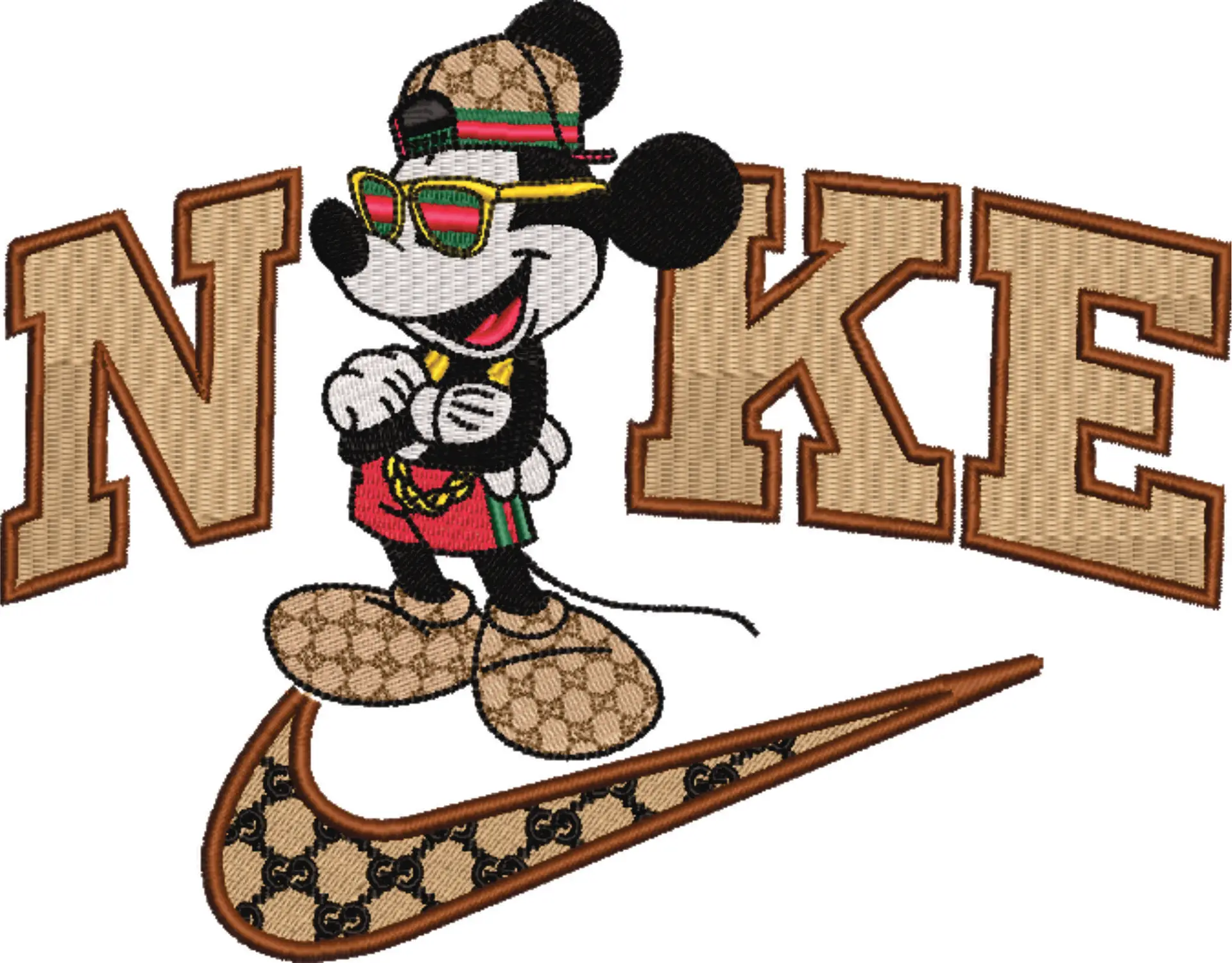 Nike Swoosh and Gucci Mickey Mouse Pose - embroidery design file - instant download — view 4