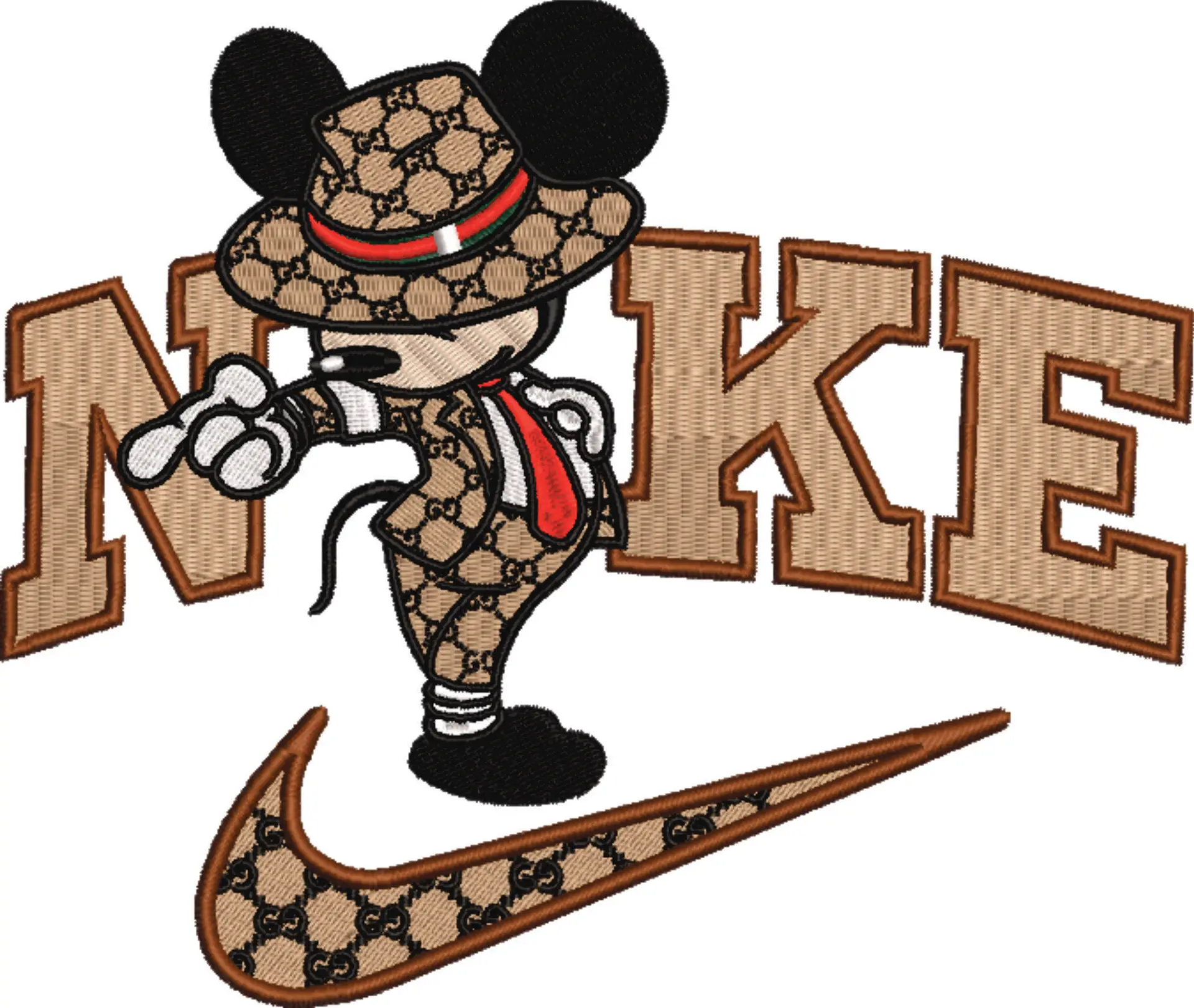 Nike Swoosh and Gucci Mickey Mouse Michael Jackson - embroidery design file - instant download — view 4