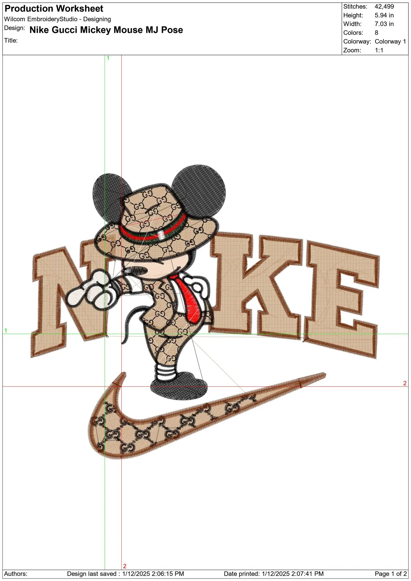 Nike Swoosh and Gucci Mickey Mouse Michael Jackson - embroidery design file - instant download — view 2