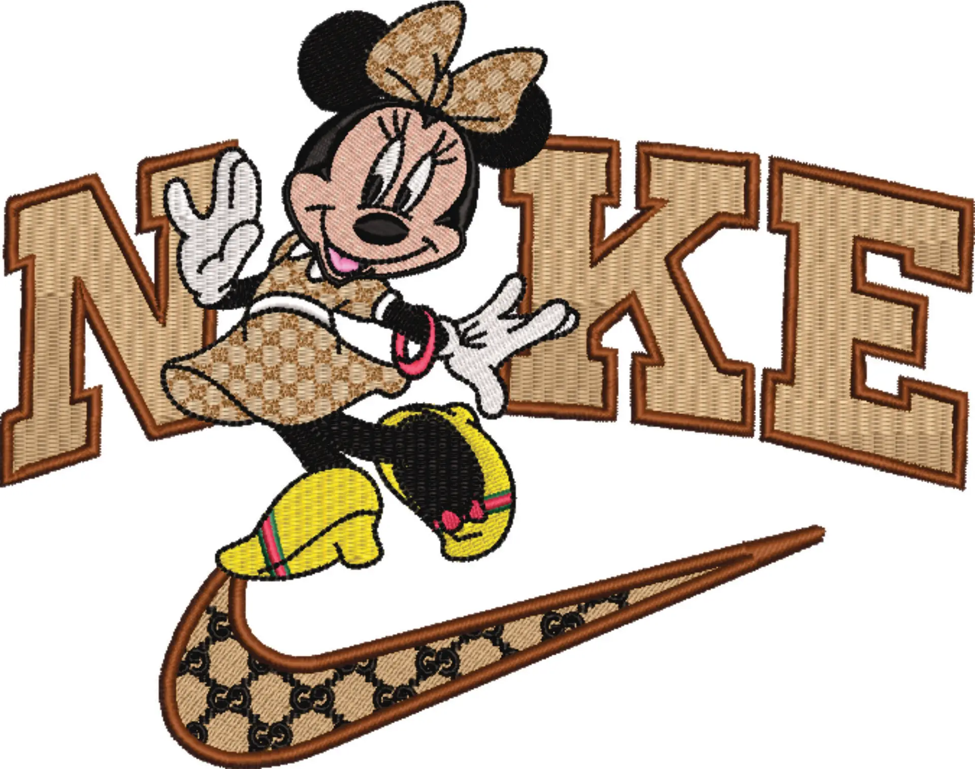 Nike Swoosh and Gucci Minnie Mouse Posing - embroidery design file - instant download — view 4