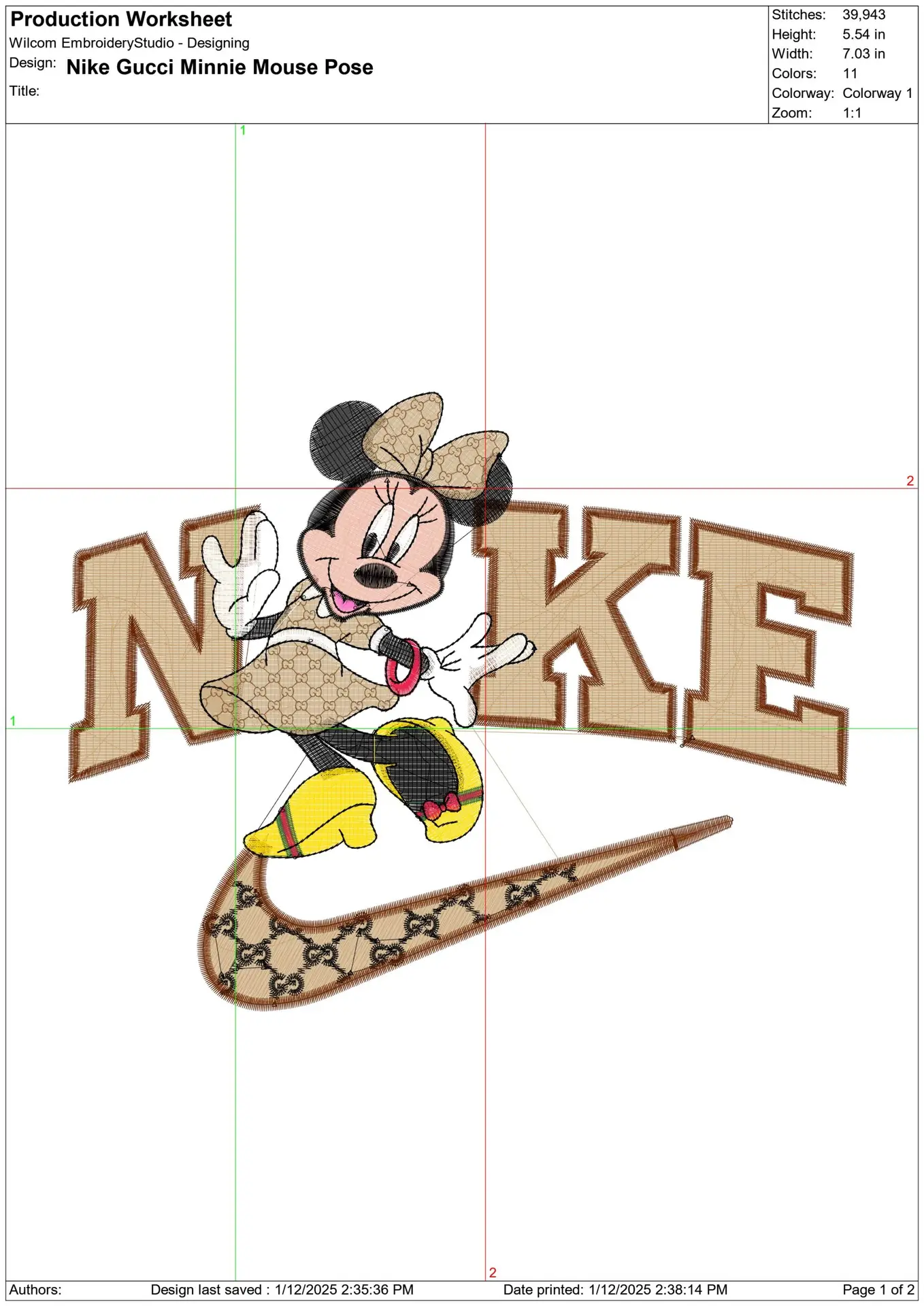 Nike Swoosh and Gucci Minnie Mouse Posing - embroidery design file - instant download — view 2