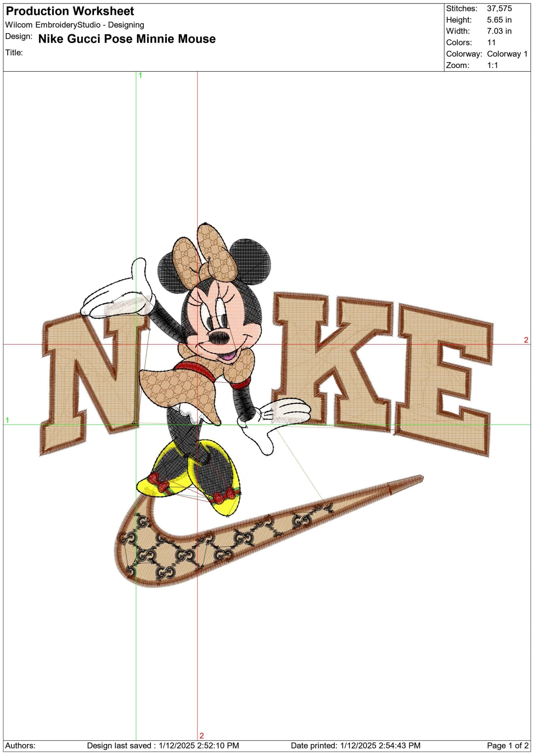 Nike Swoosh and Gucci Posing Minnie Mouse - embroidery design file - instant download — view 2