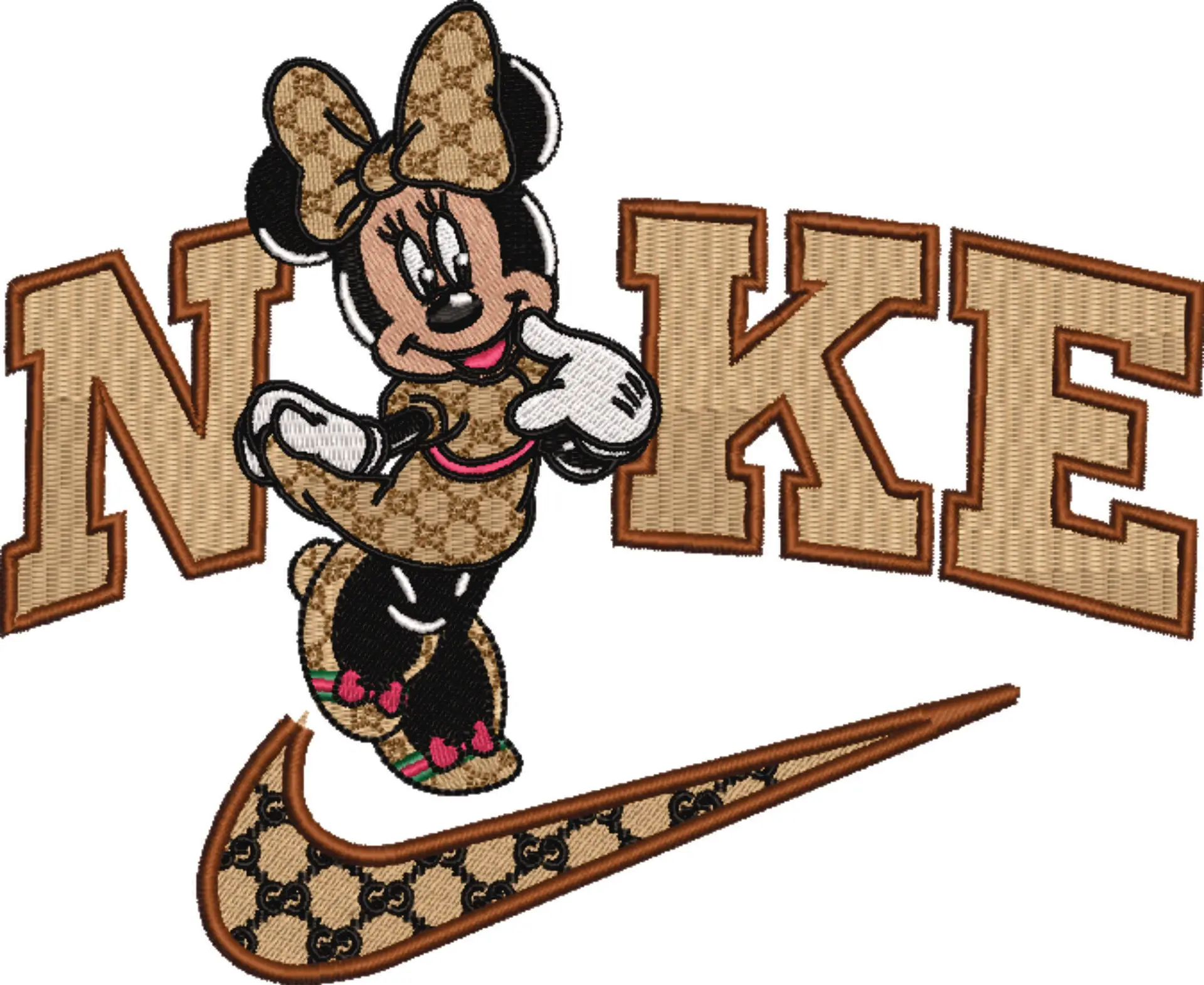 Nike Swoosh and Gucci Minnie Mouse Coy Pose - embroidery design file - instant download — view 4